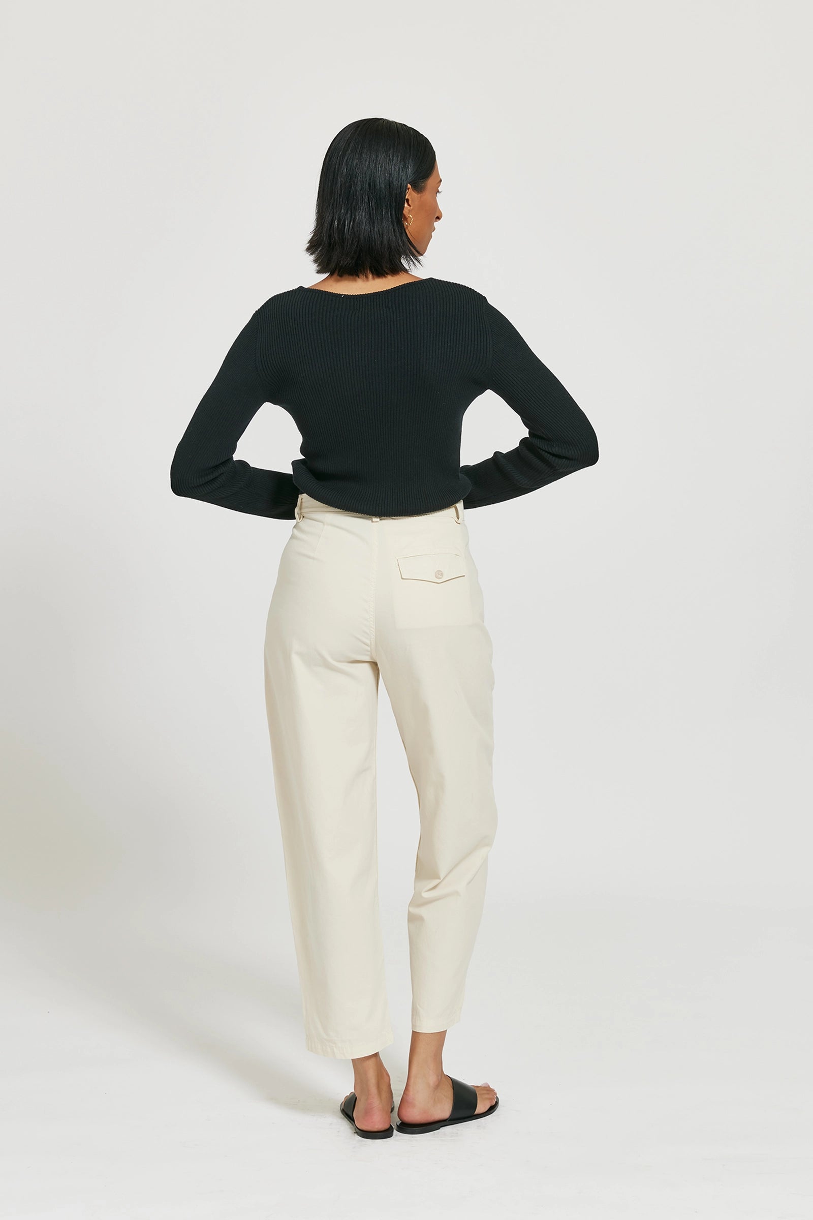 Devon Ribbed Silk Cashmere Top - Black