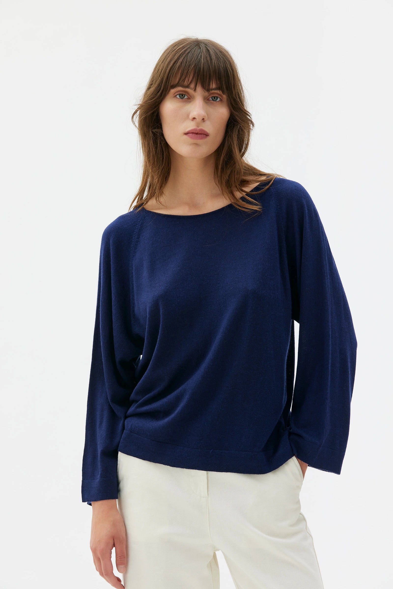 Yvonne Silk Cashmere Top – Navy