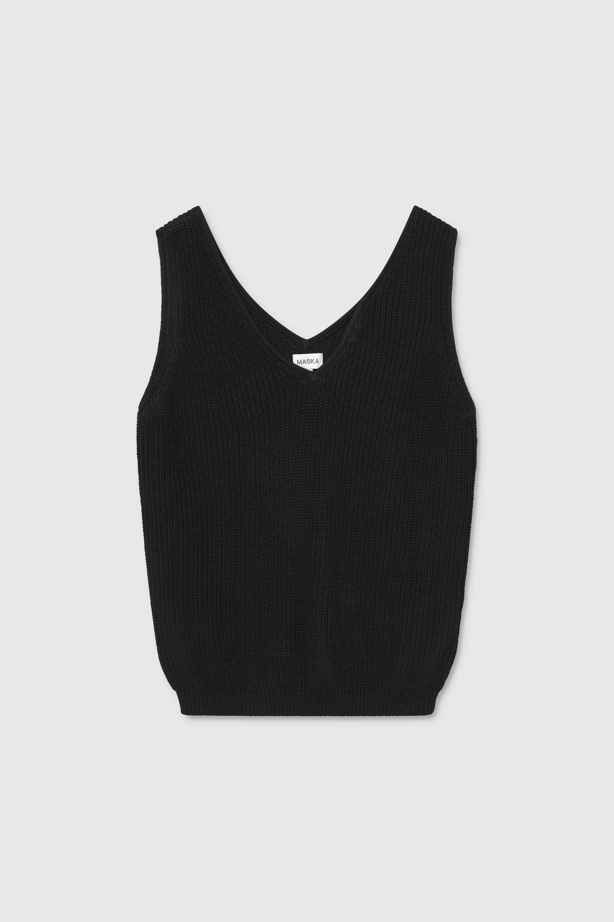 Bray Stickad Topp Med V-Ringning I Ekologisk Hampa Och Pimabomull - Black