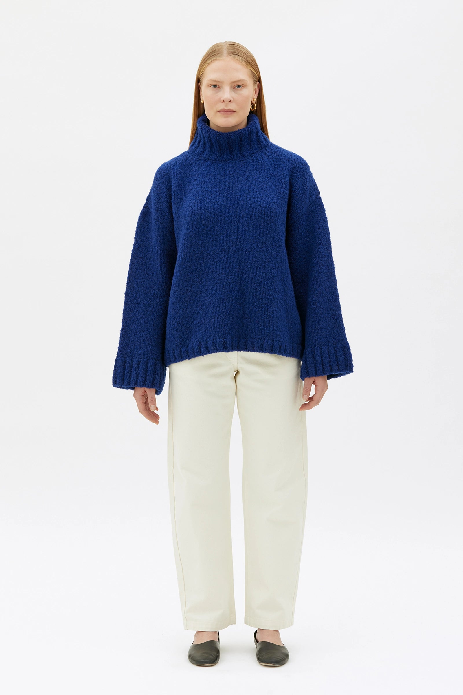 Blake Organic Wool Turtle Neck Sweater Royal Blue