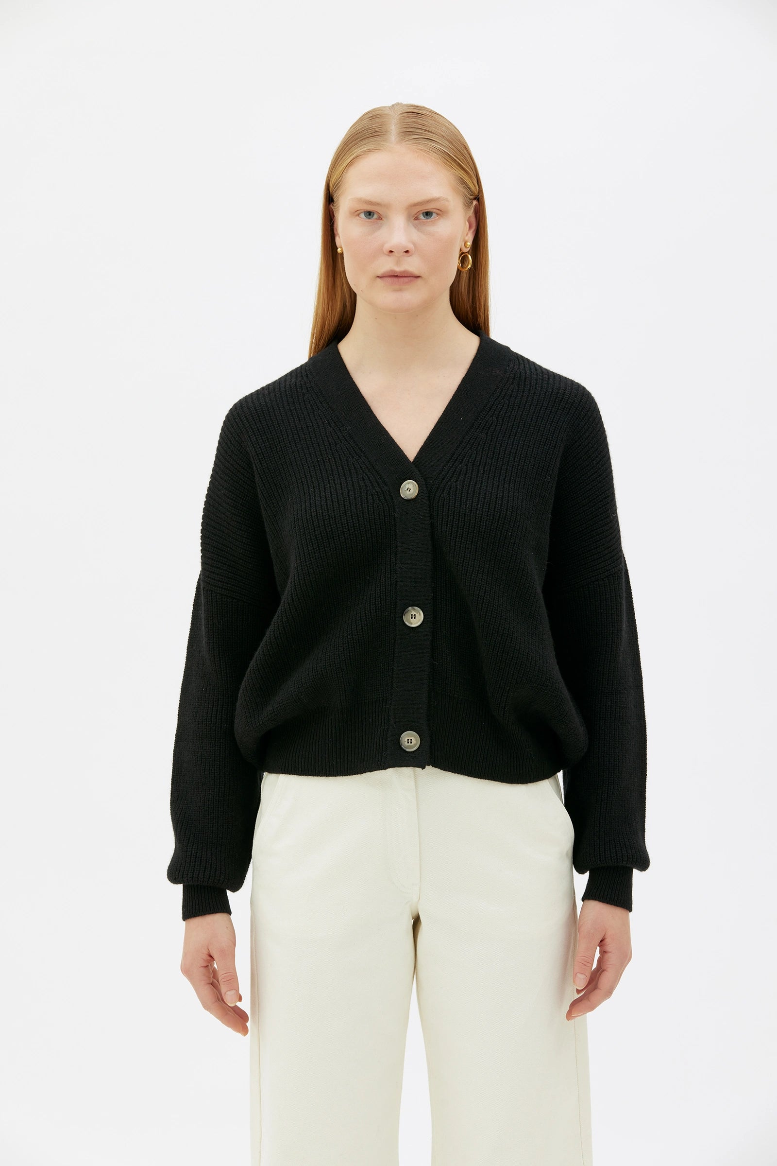 Celie Wool Cashmere Cardigan - Black