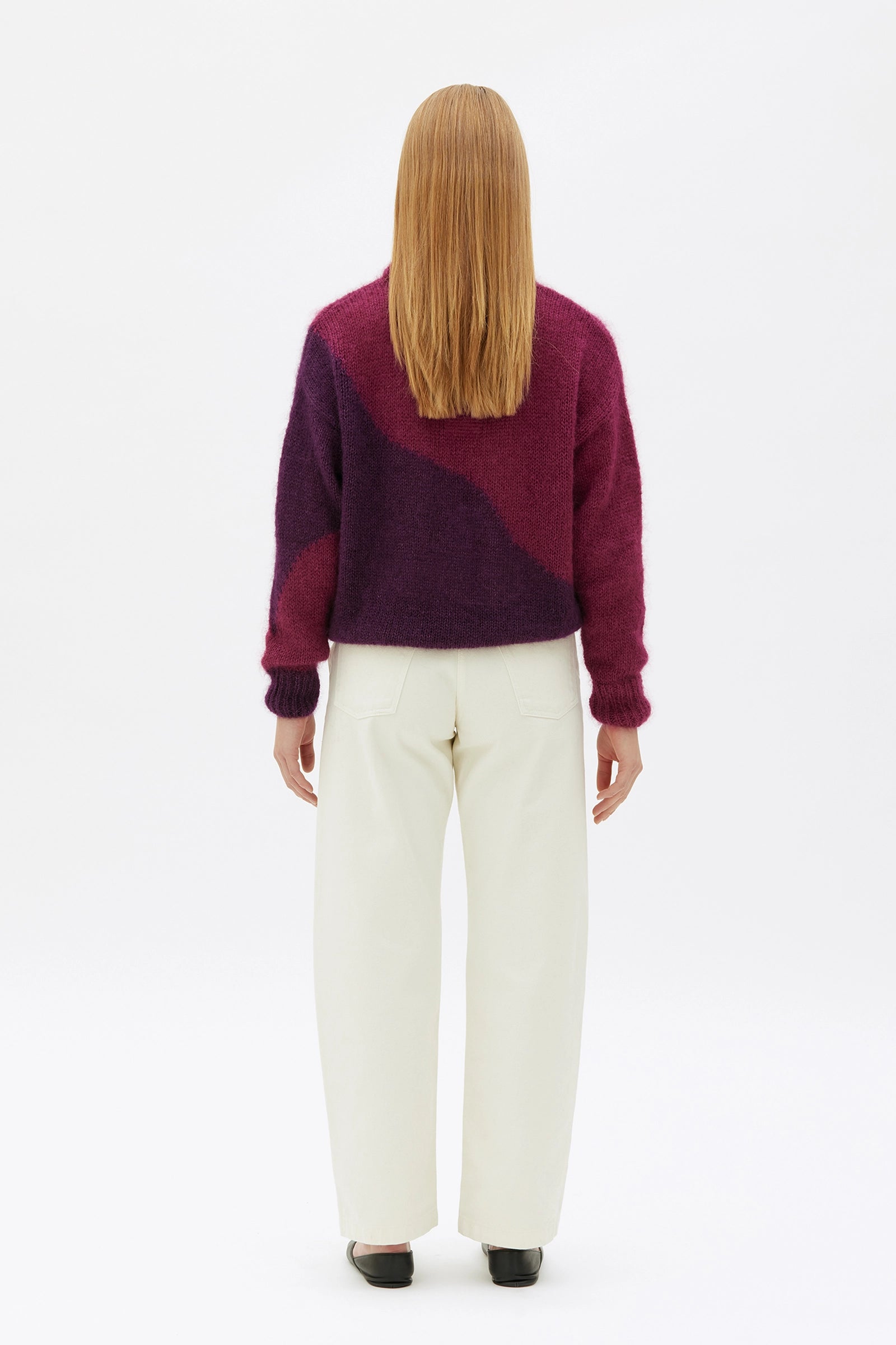Crane Tröja Med Intarsiastickning I Mohair Och Silke - Magenta Plum