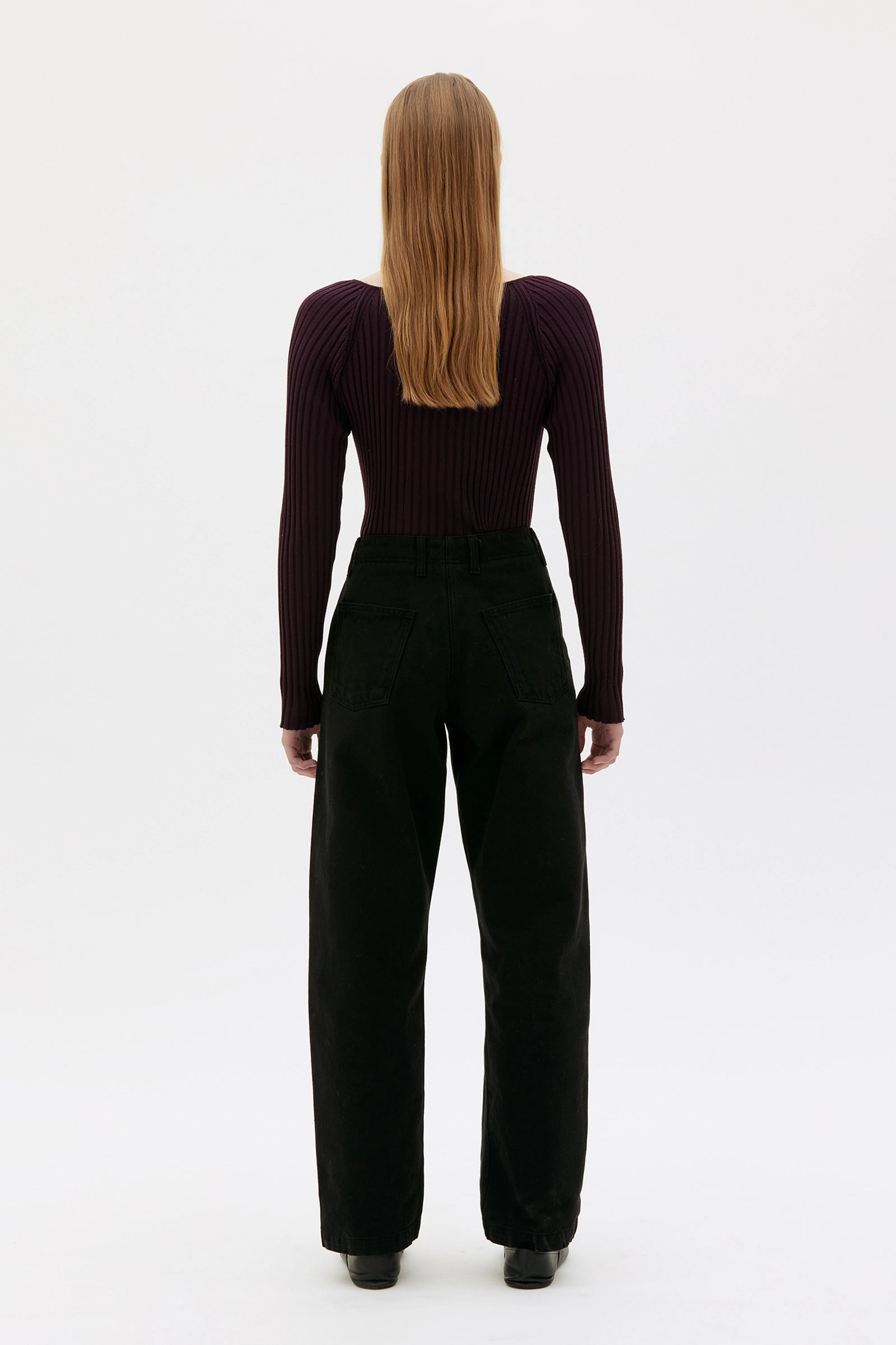 Hero Ribbed Fine Merino Wool Top - Red Noir