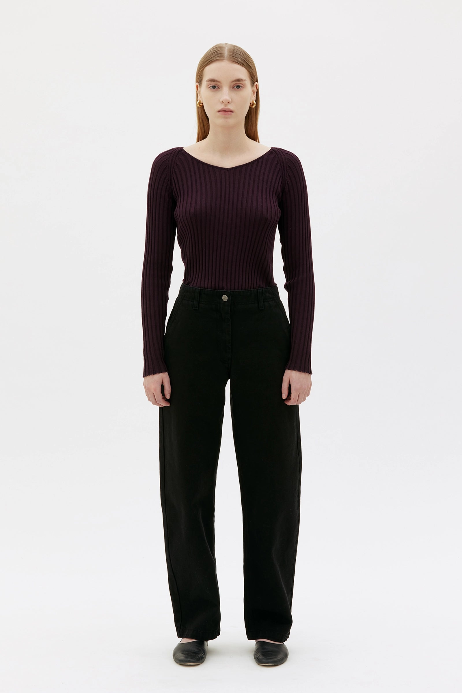 Hero Ribbed Fine Merino Wool Top - Red Noir