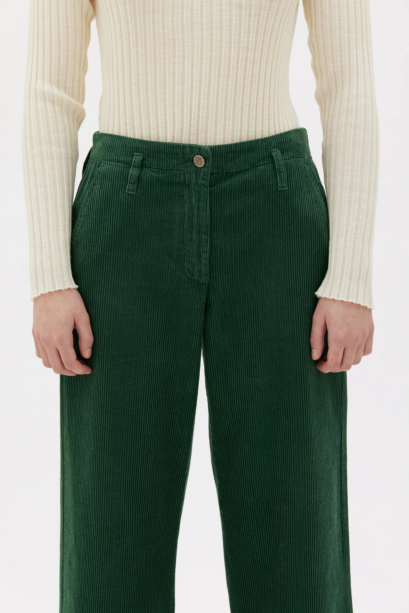 Lail Croppad Byxa I Manchester - Deep Pine Green