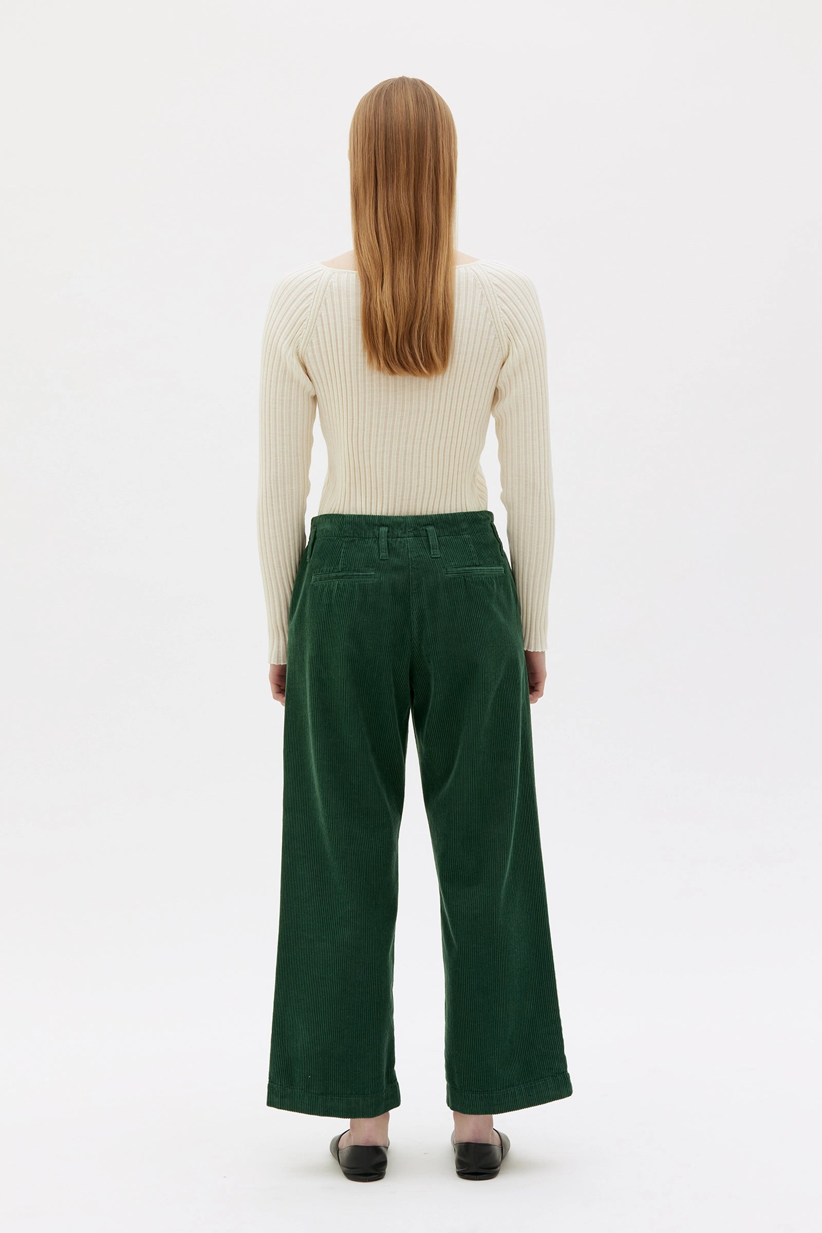 Lail Croppad Byxa I Manchester - Deep Pine Green