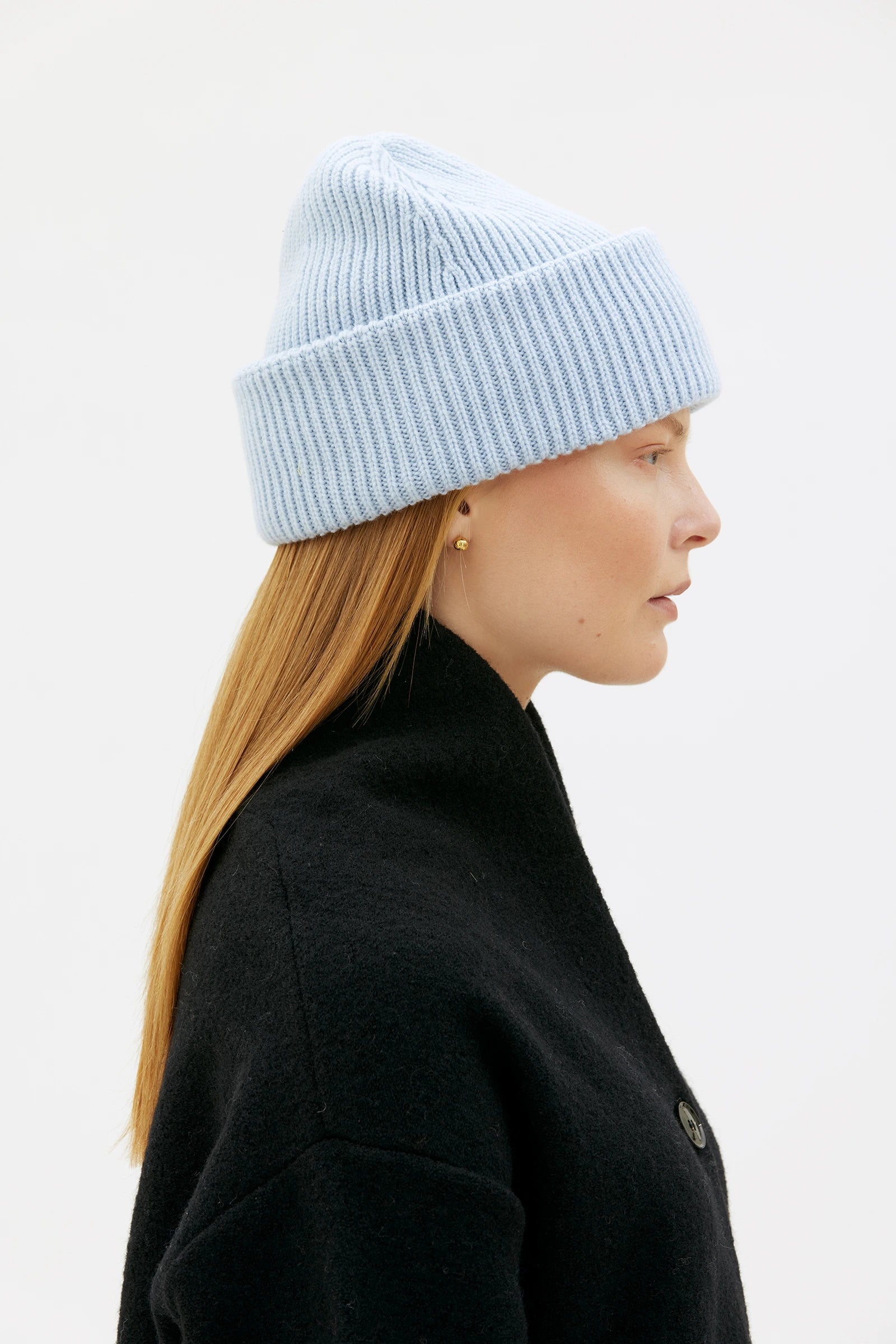 Rori Ribbed Merino Wool And Cashmere Beanie - Sky Blue