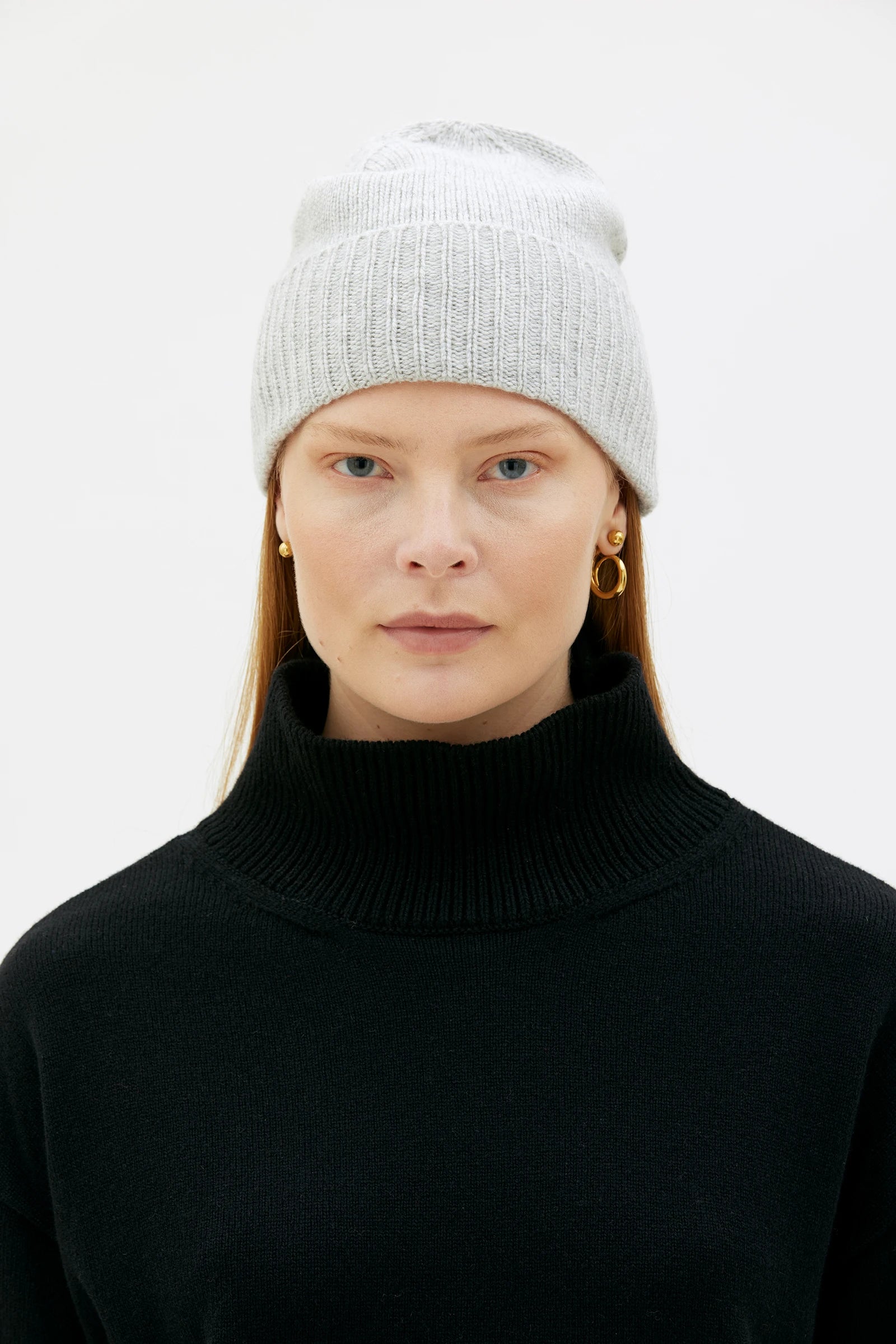 Ru Cashmere Fold Up Beanie - Grey Melange