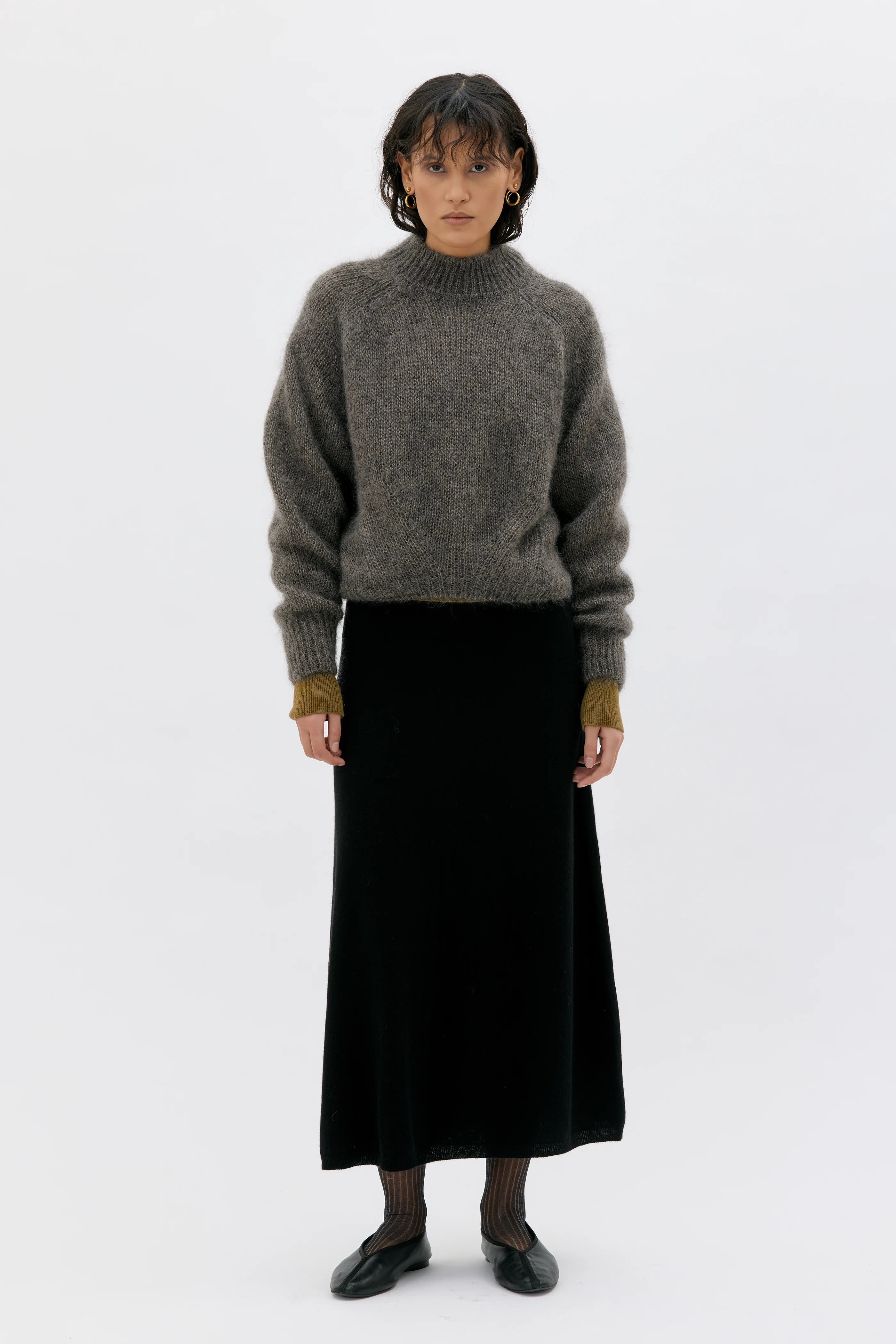 Faye Chunky Mohair Silk Sweater - Moleskin