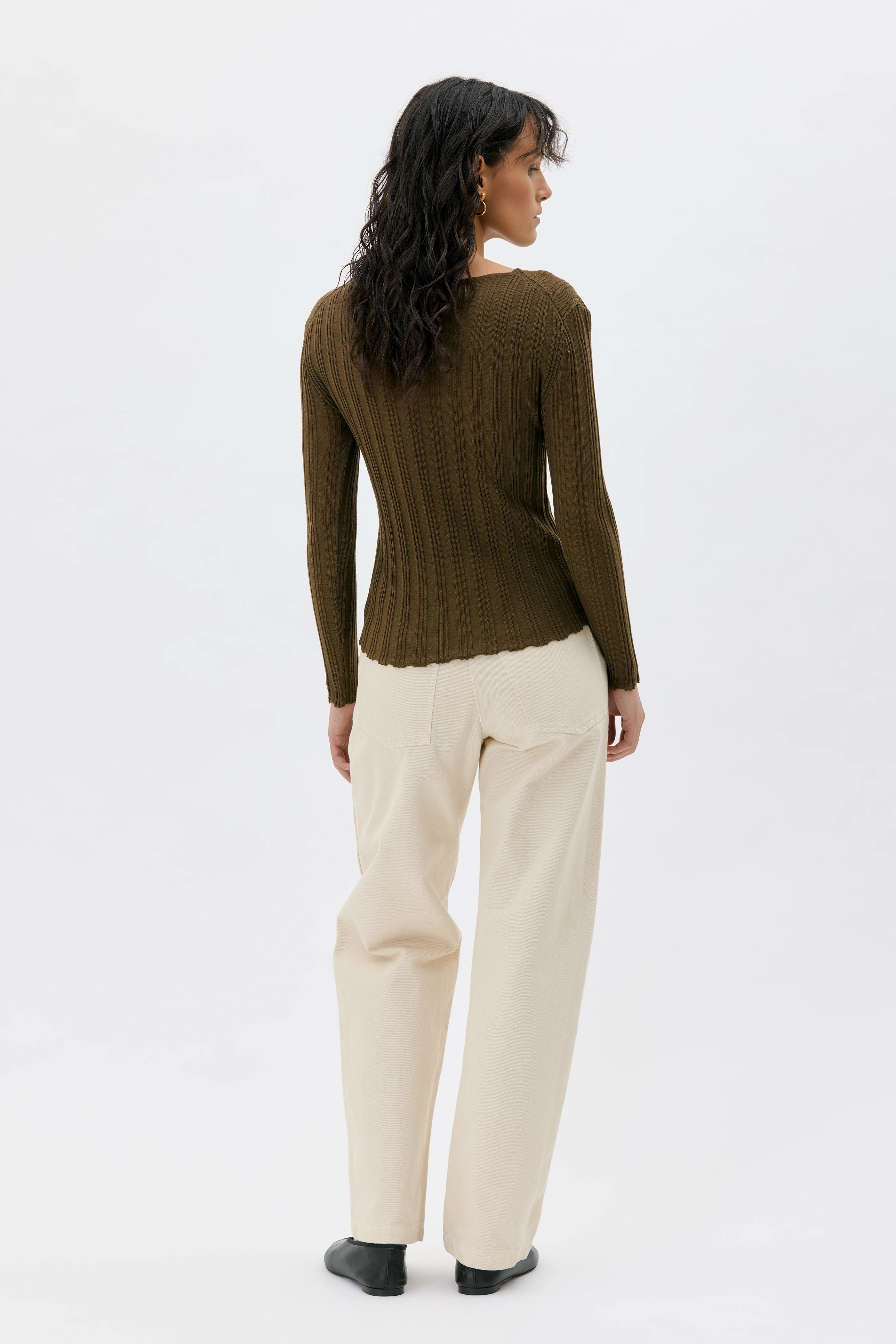 Hilja Finstickad Topp I Ull - Amber Green