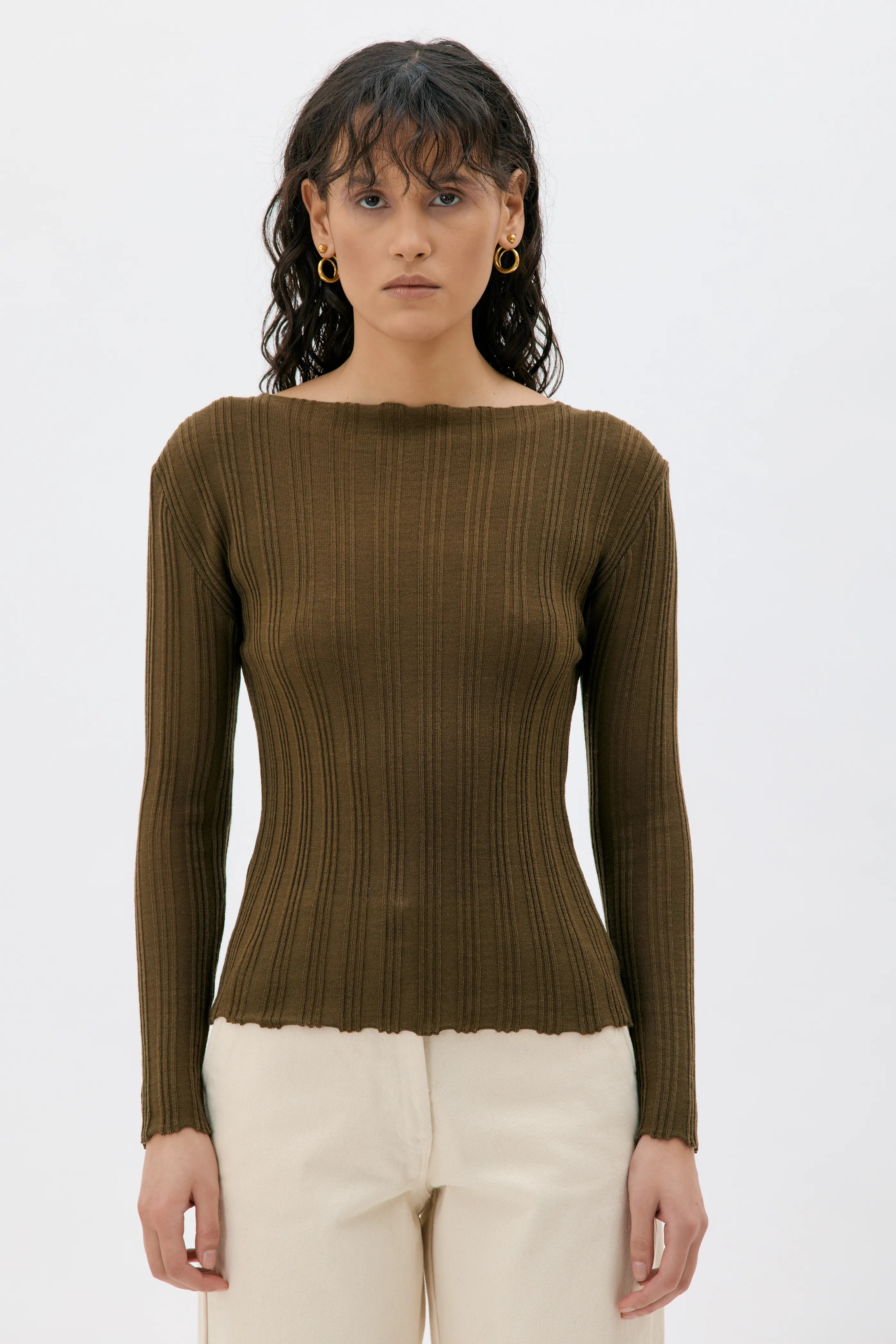 Hilja Finstickad Topp I Ull - Amber Green