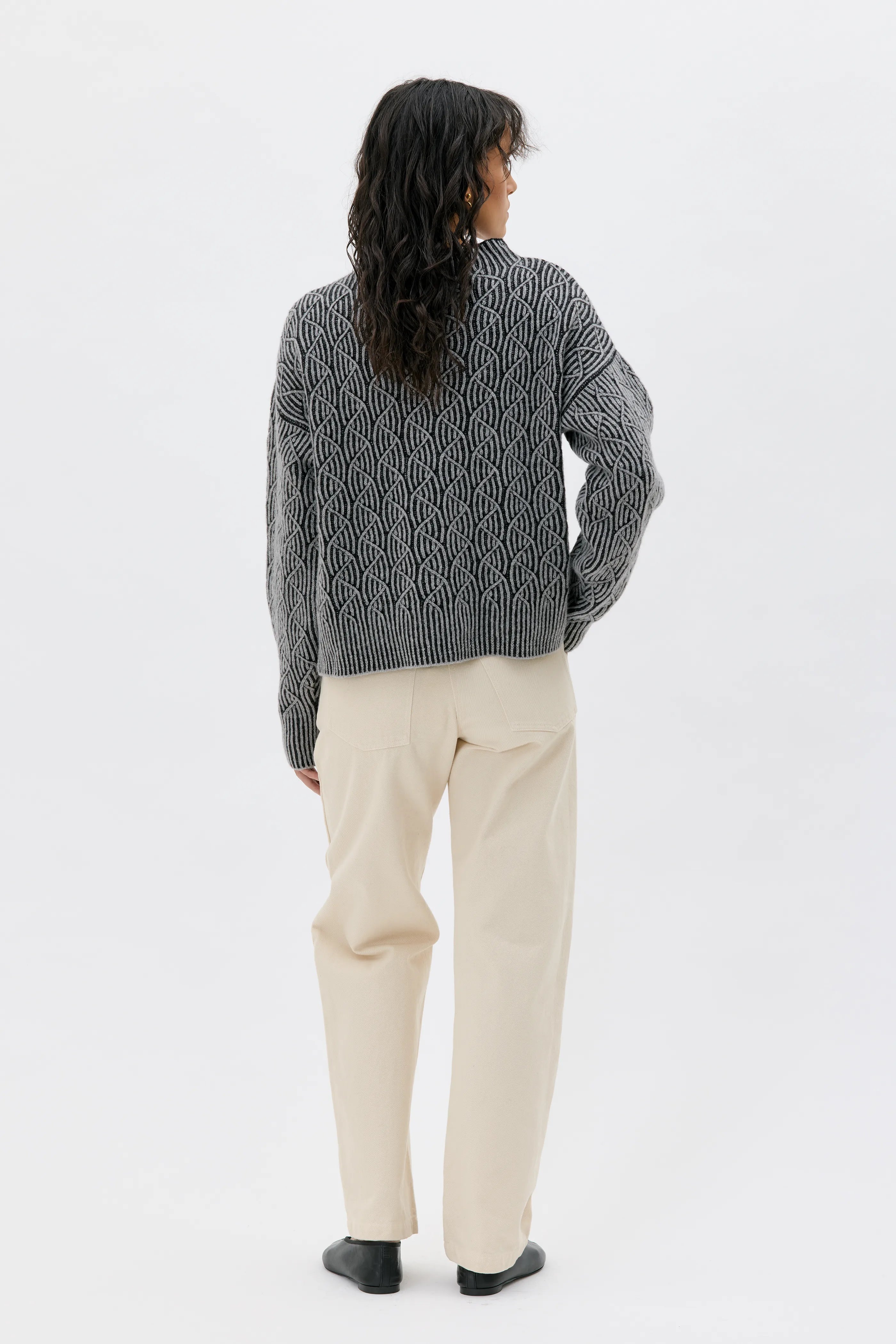 Zoya black bicolour wool sweater / svart ulltröja