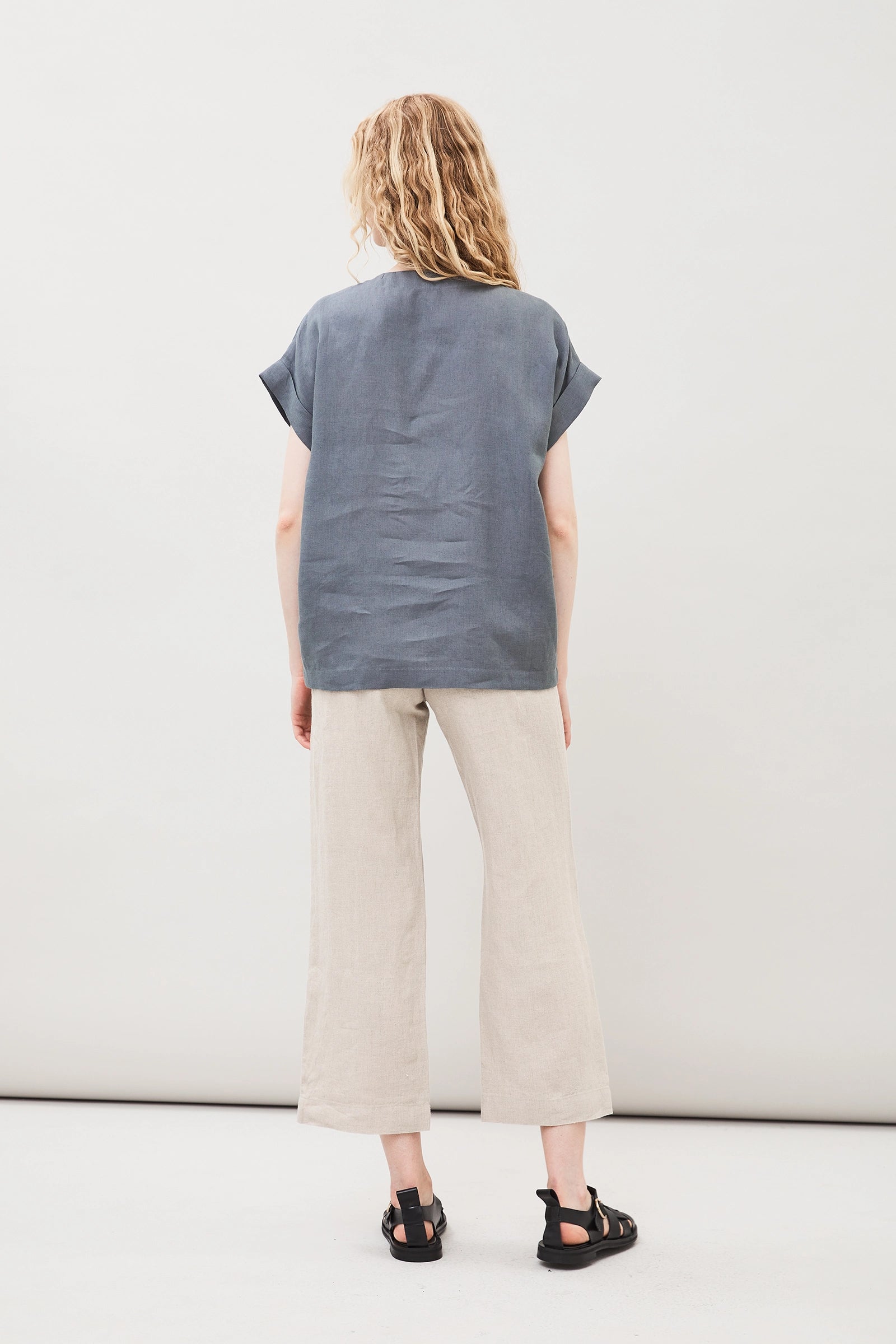 Cia Linen Blouse - Grey Slate