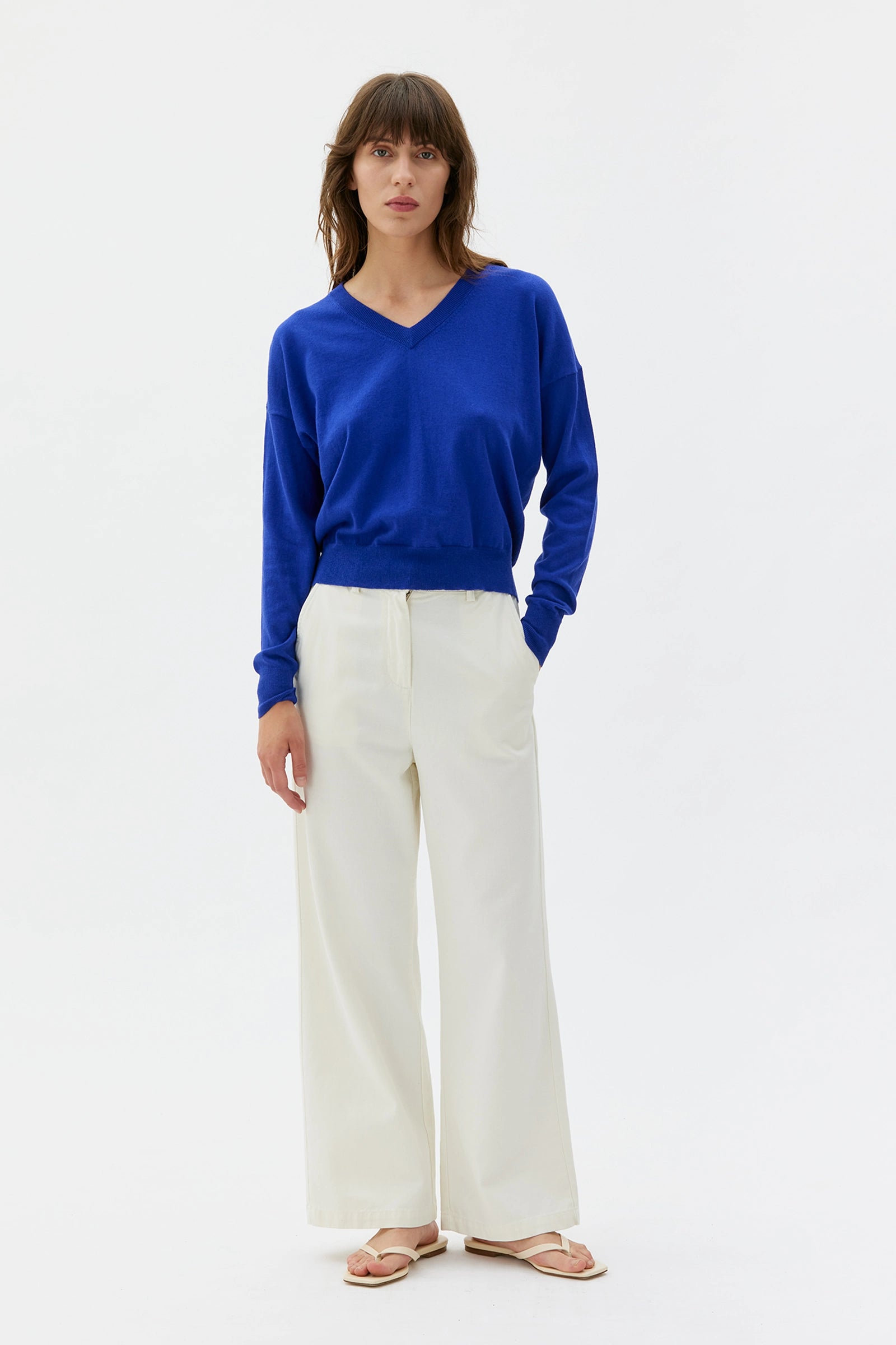 Hari Light Knitted Sweater Organic Cotton Silk Cashmere – Admiral Blue