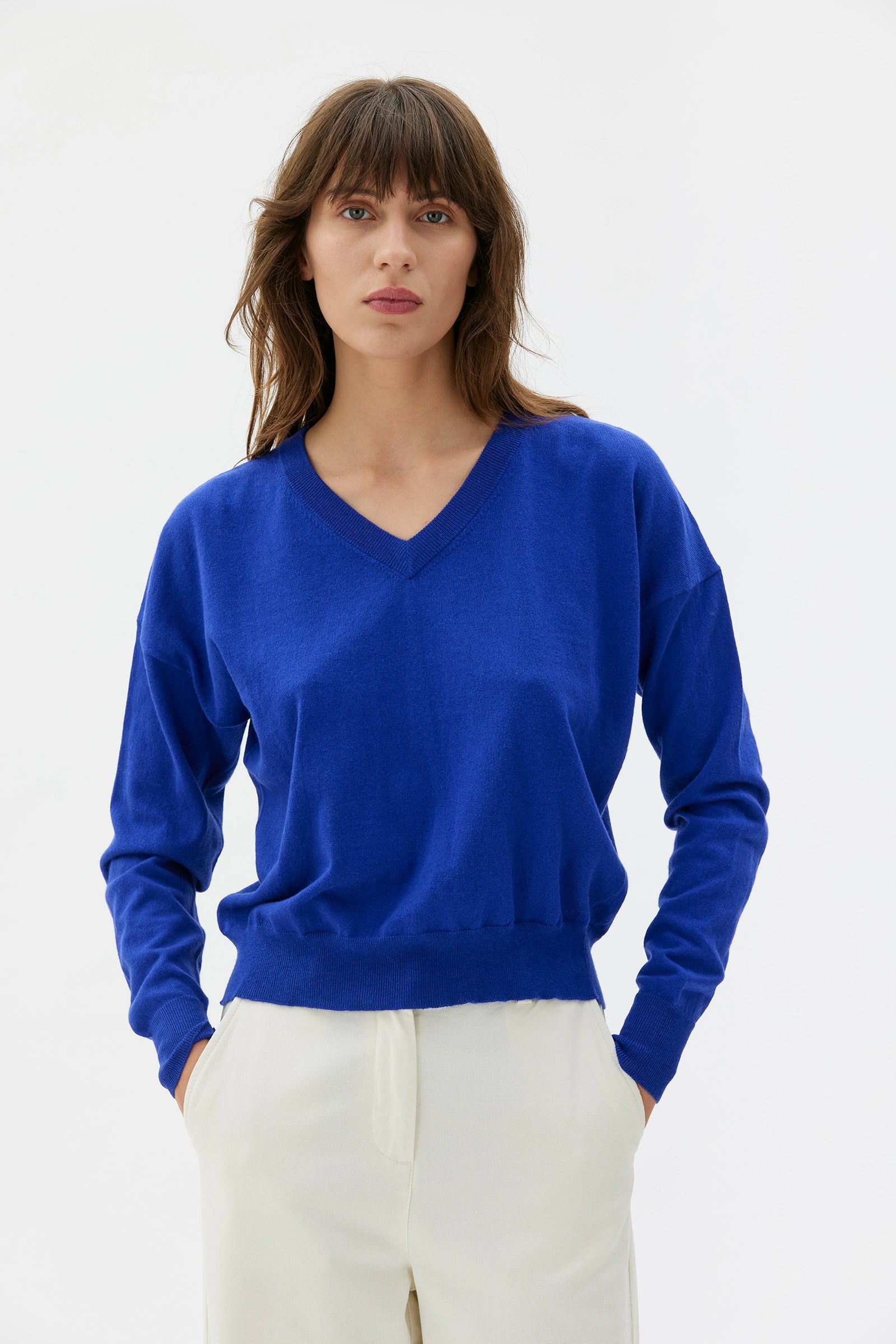 Hari Light Knitted Sweater Organic Cotton Silk Cashmere – Admiral Blue