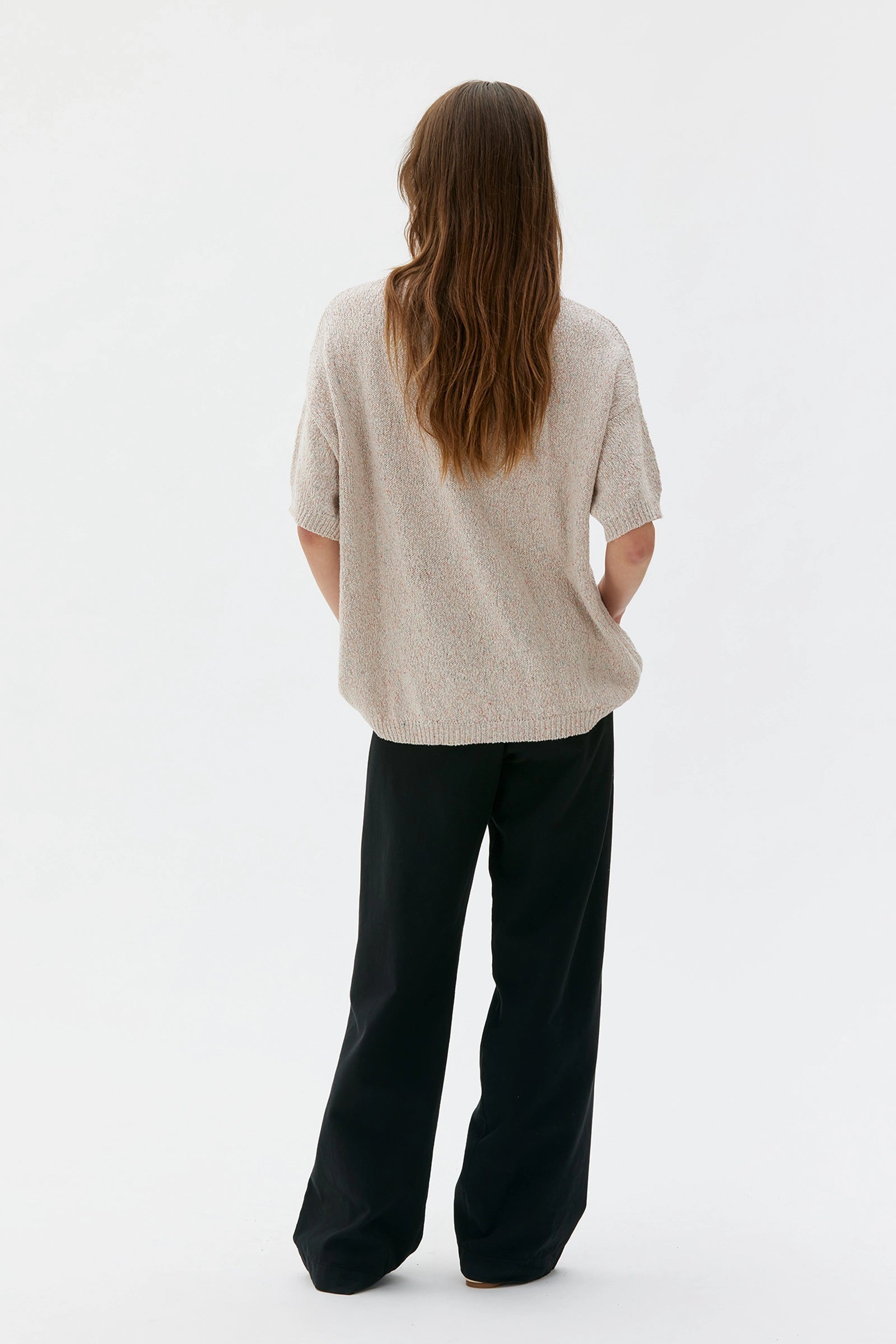 Ivana Cotton Silk Linen Slub Yarn Sweater – Off White Noil