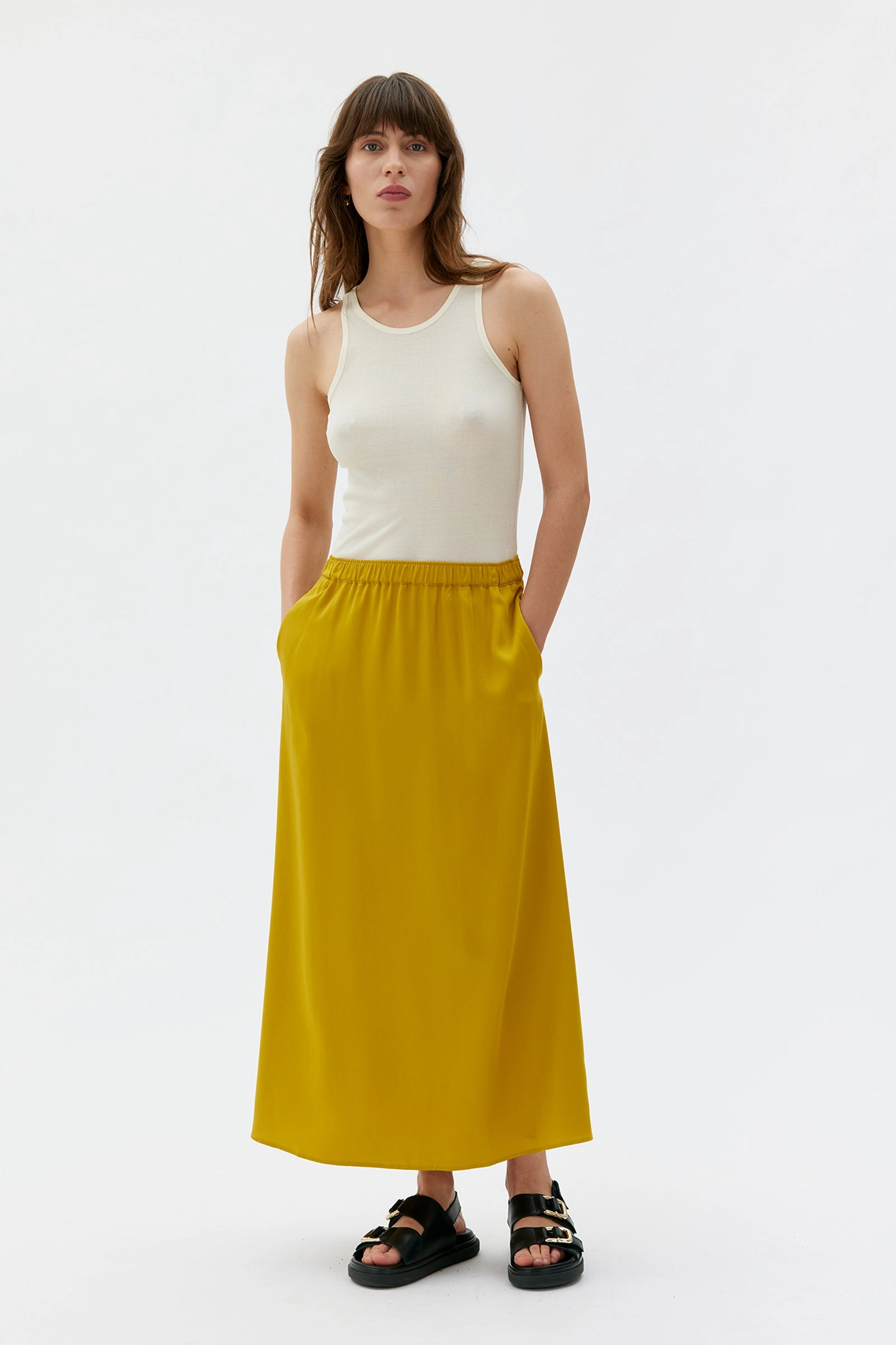 Kaja Satin Tencel Skirt – Harvest Gold