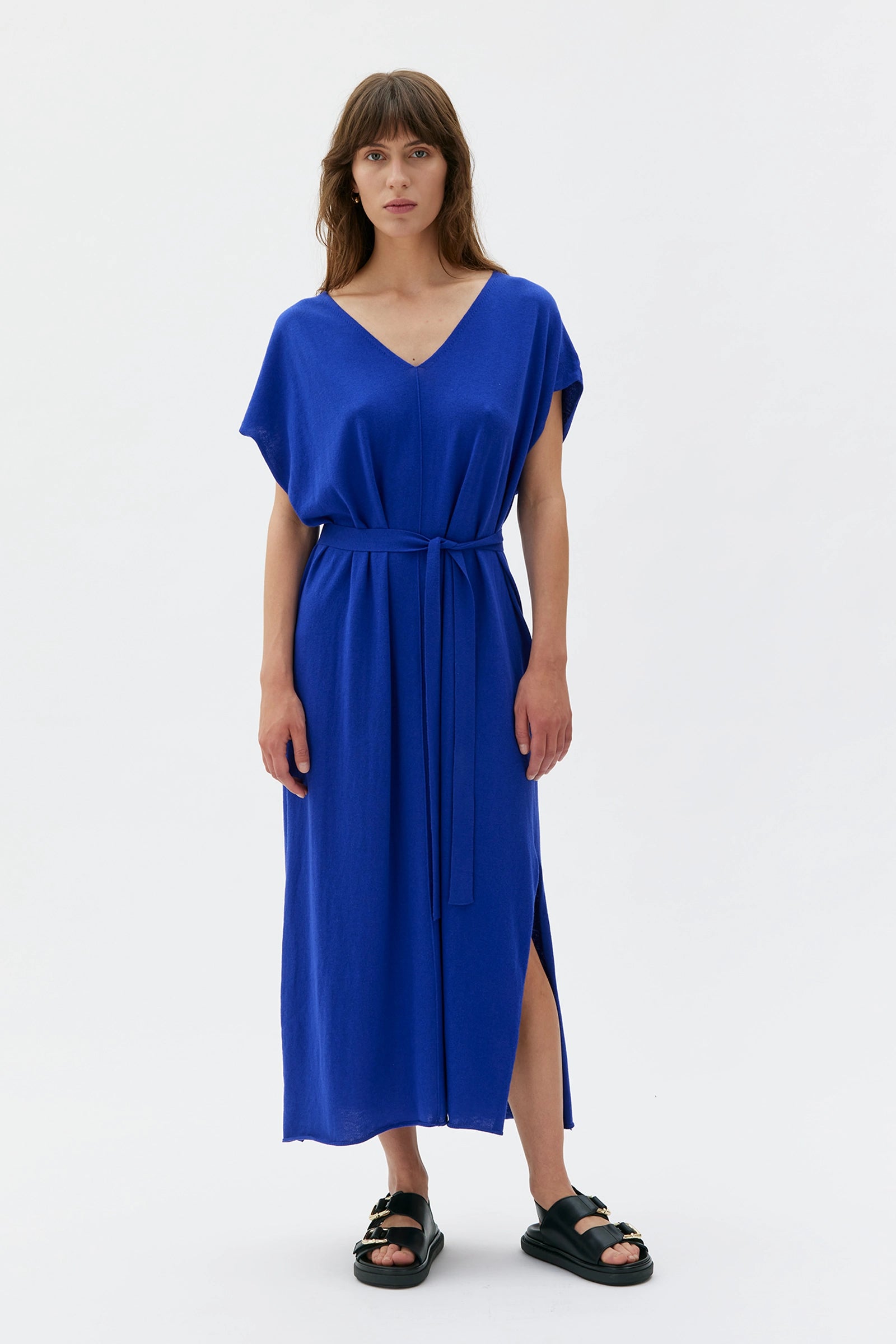 Maia Light Knitted Dress Organic Cotton Silk Cashmere – Admiral Blue XL