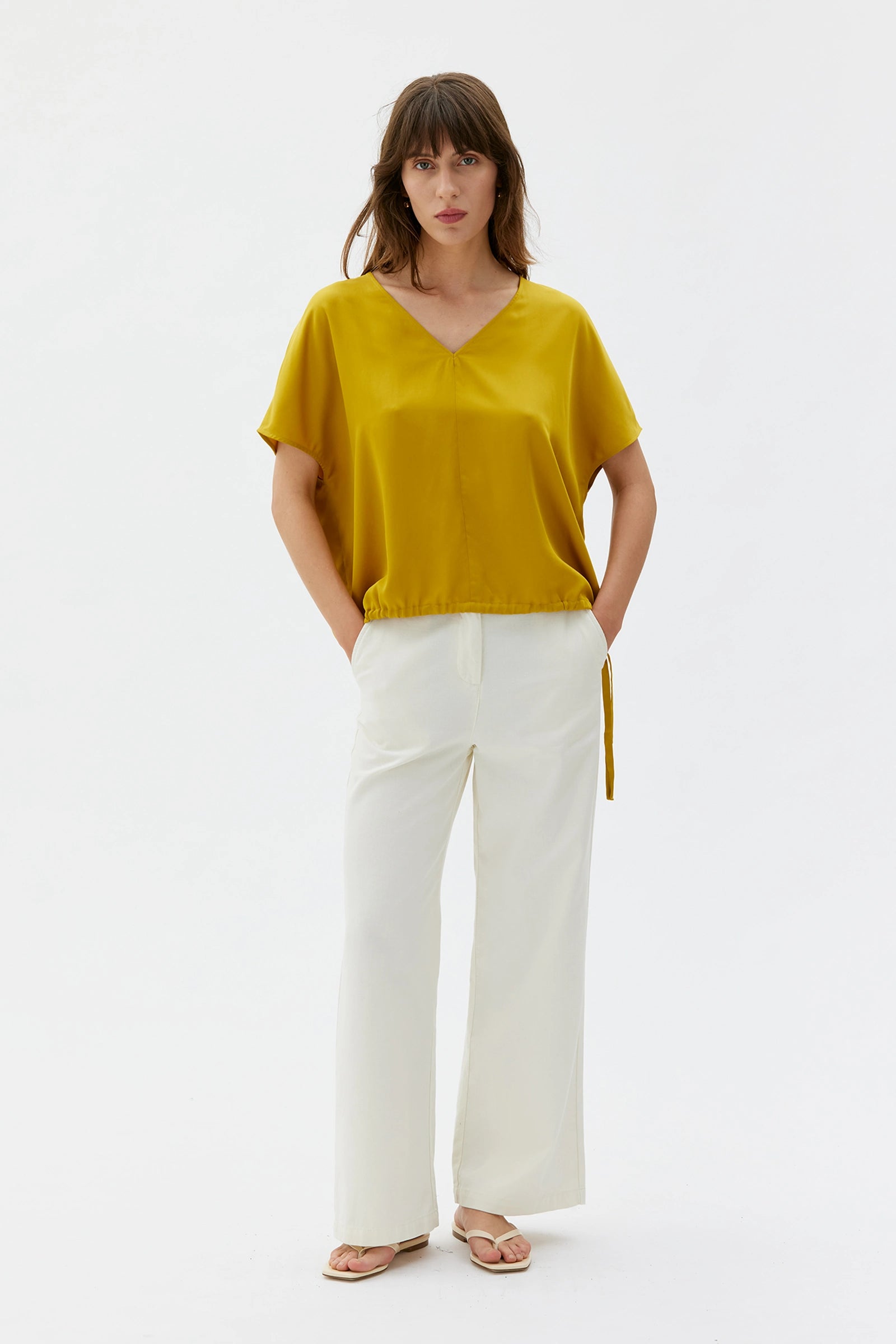 Mare Satin Tencel Blouse – Harvest Gold