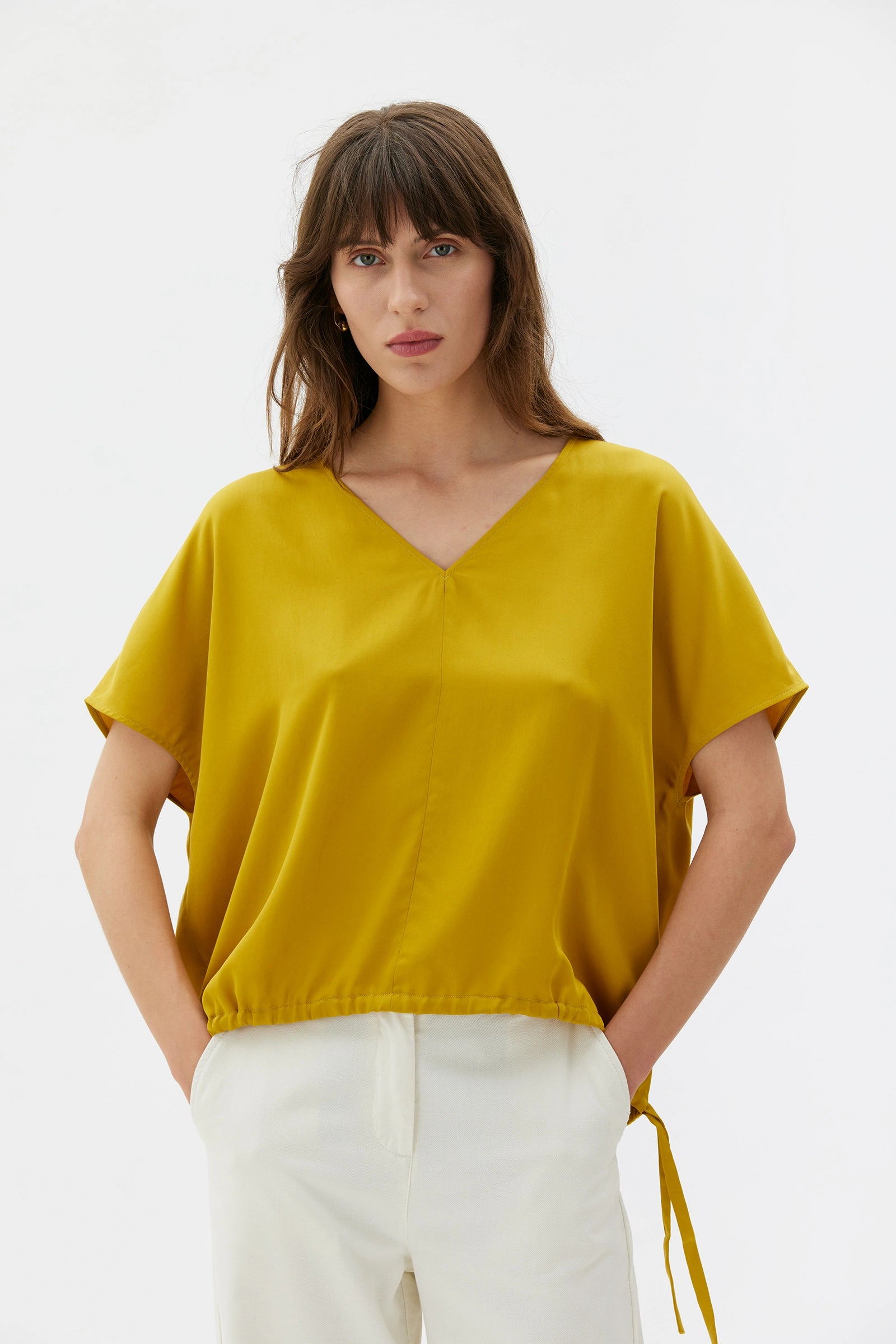 Mare Satin Tencel Blouse – Harvest Gold