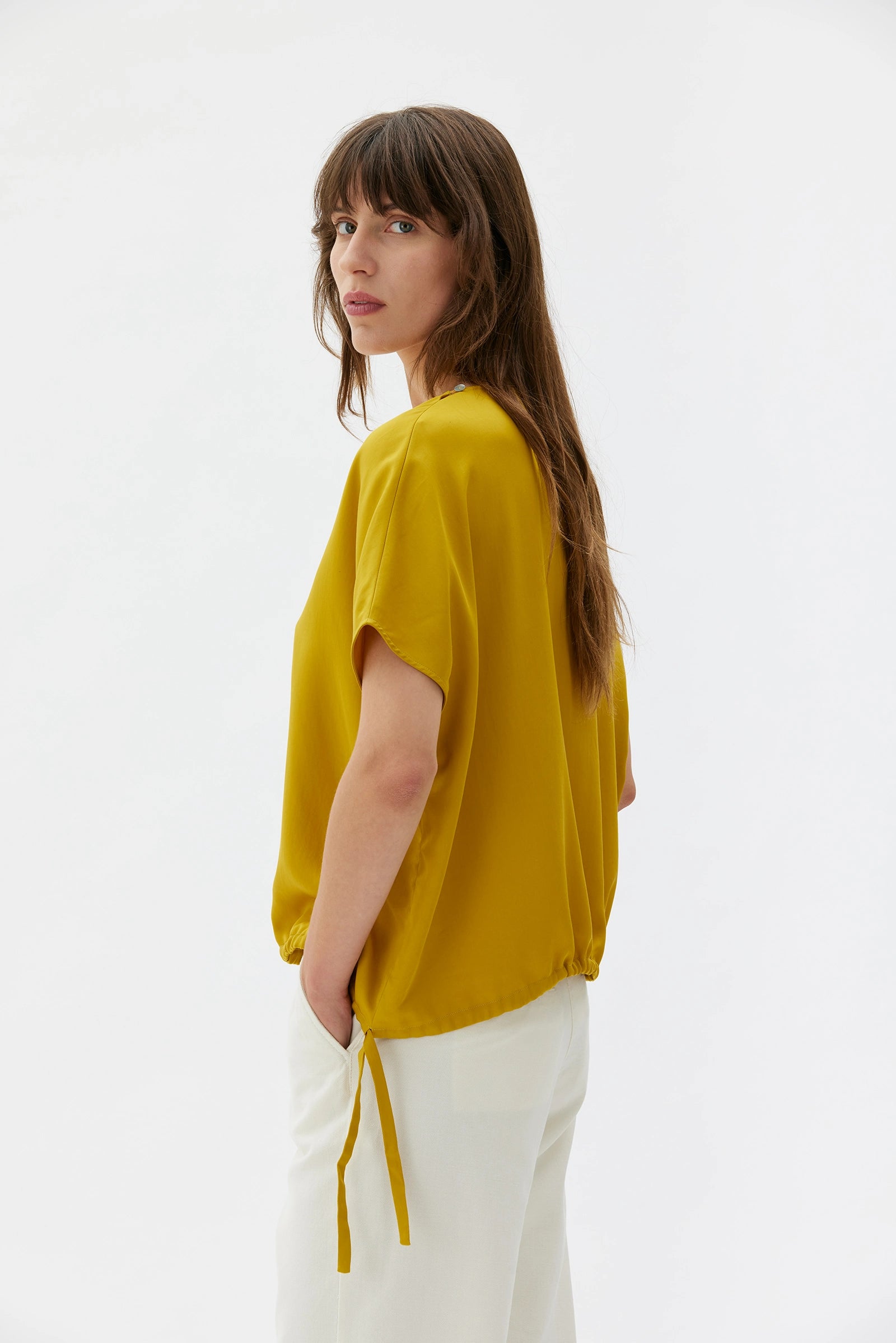 Mare Satin Tencel Blouse – Harvest Gold
