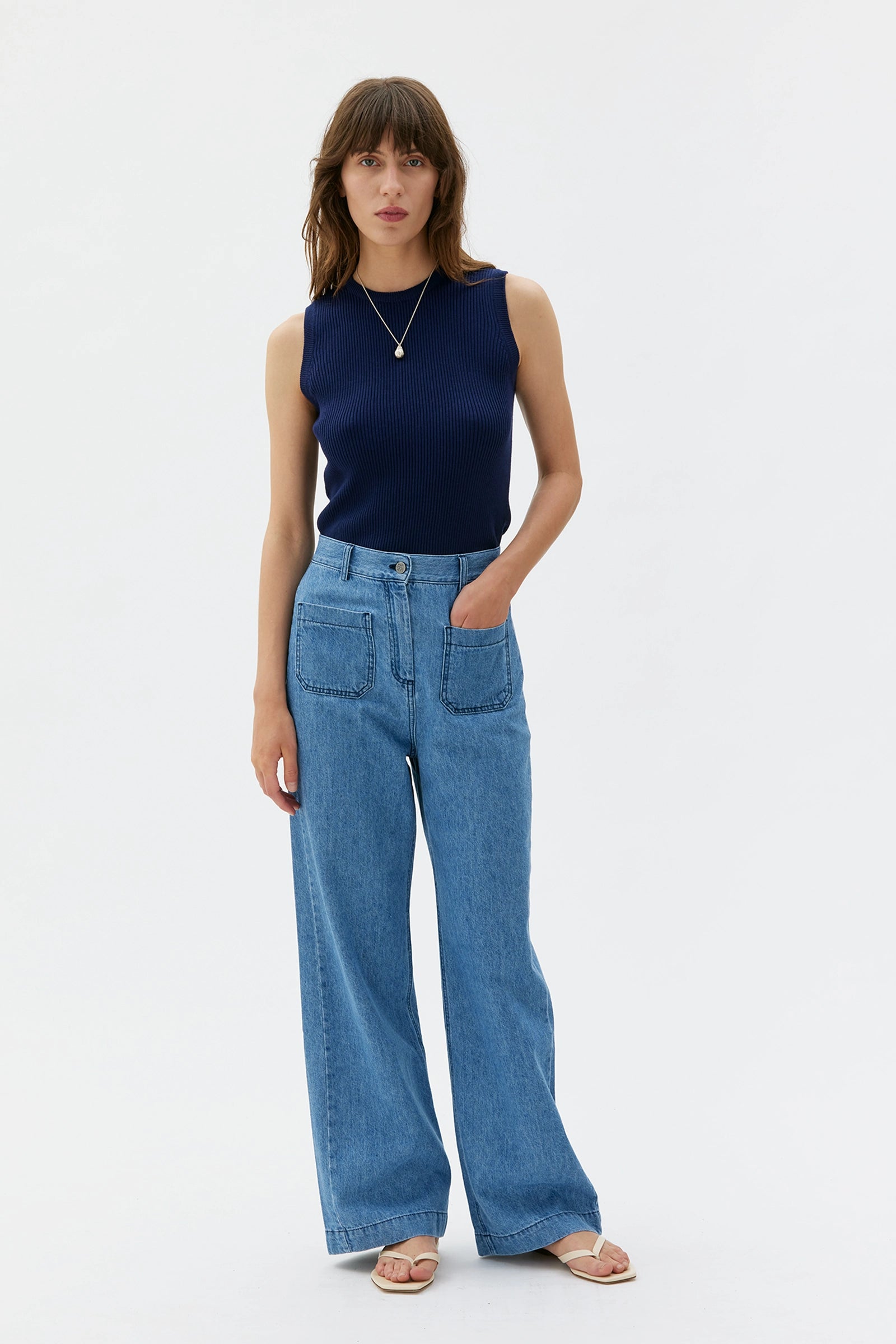 Miza Straight Long Hemp Organic Cotton Denim Trouser – Light Indigo