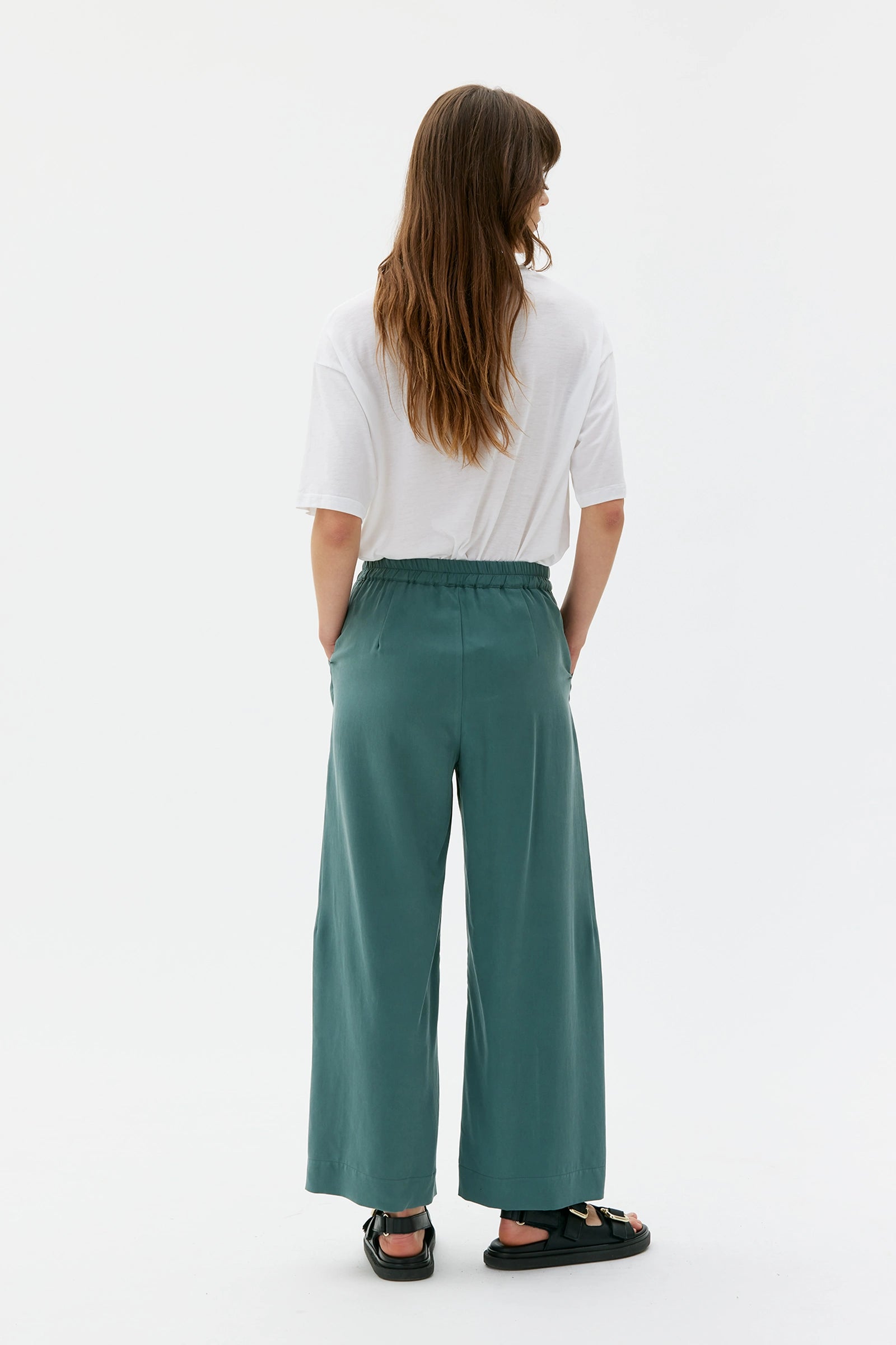 Thea Flowy Tencel Trousers – Lagoon Green