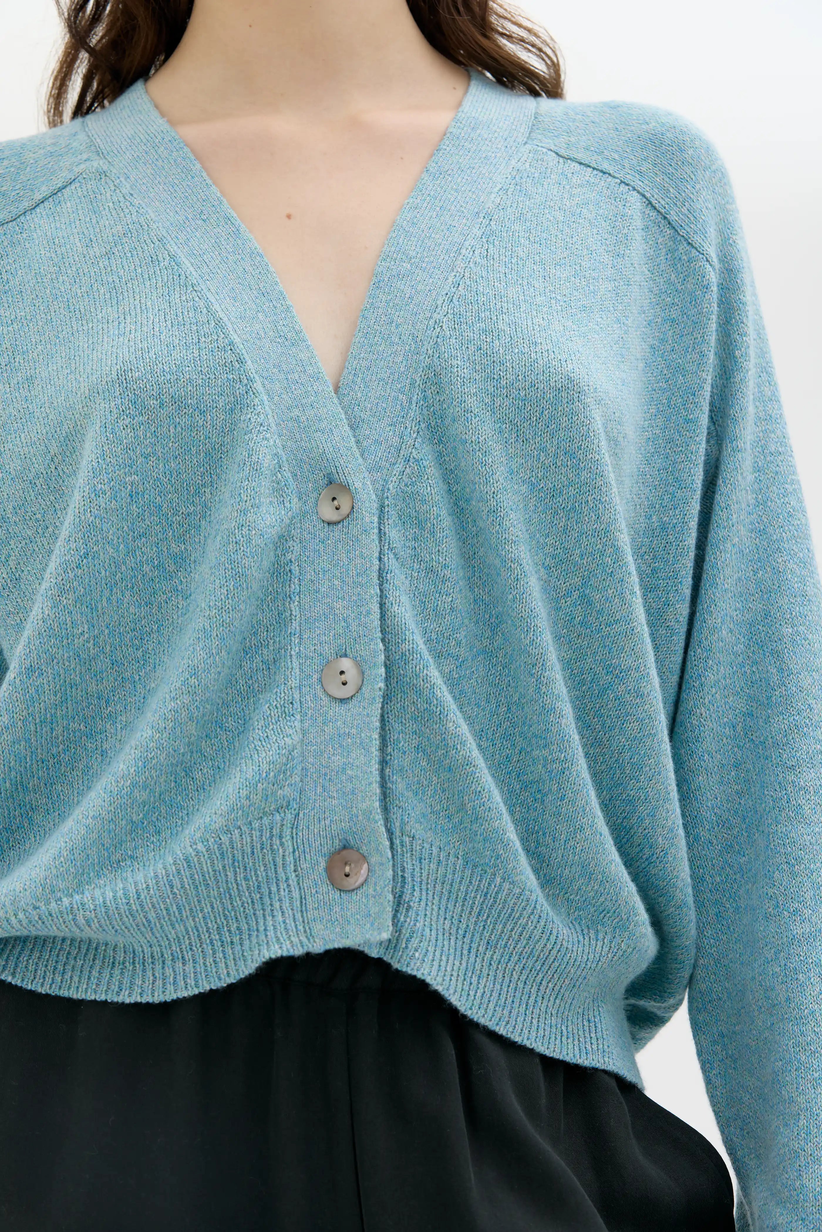 Lita Organic Cotton Linen Cardigan - Spear Mint Green Mouliné
Lita kofta i ekologisk bomull och linne - Spear Mint Green Mouliné