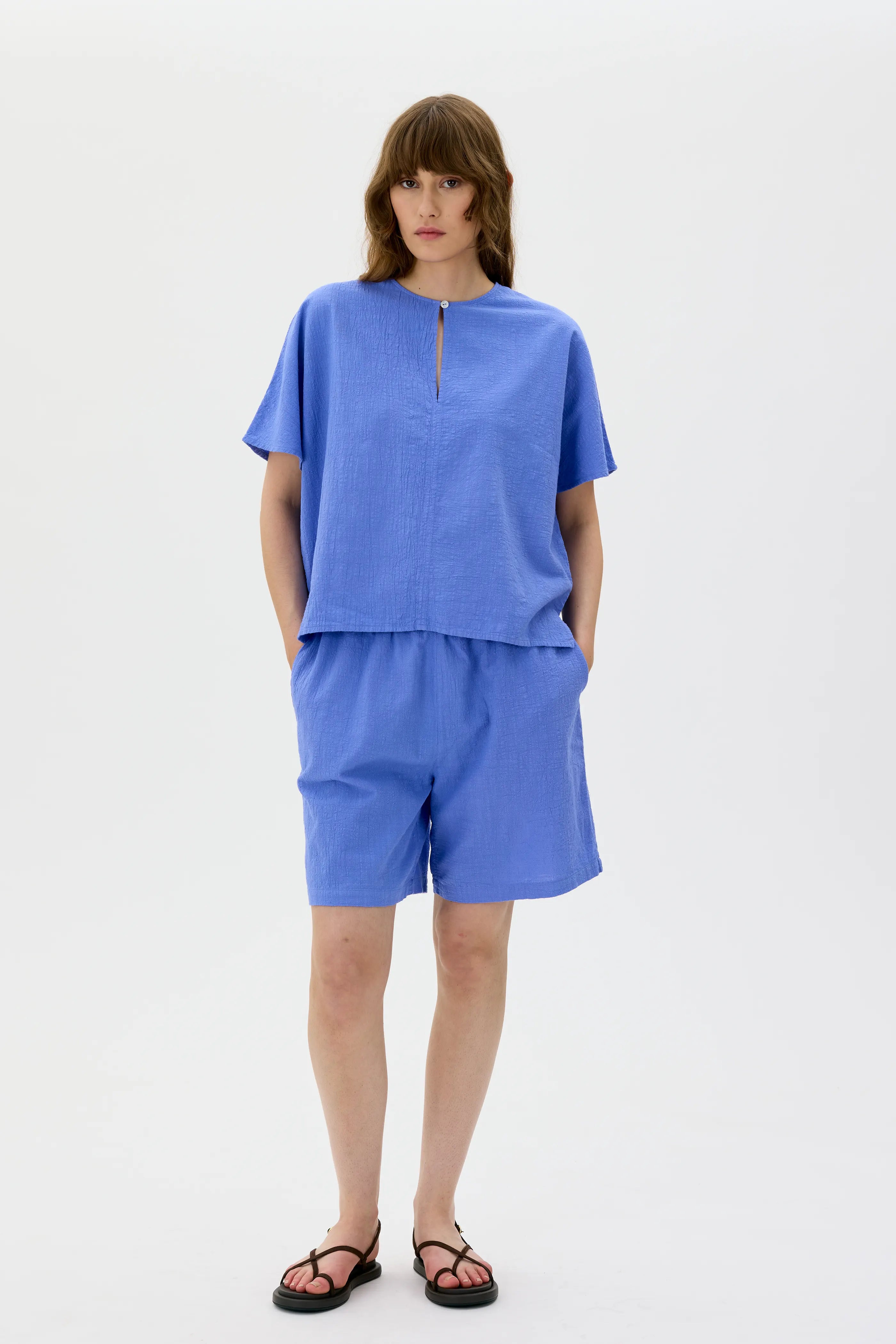 Lipa Organic Cotton Shorts - Flax Blue