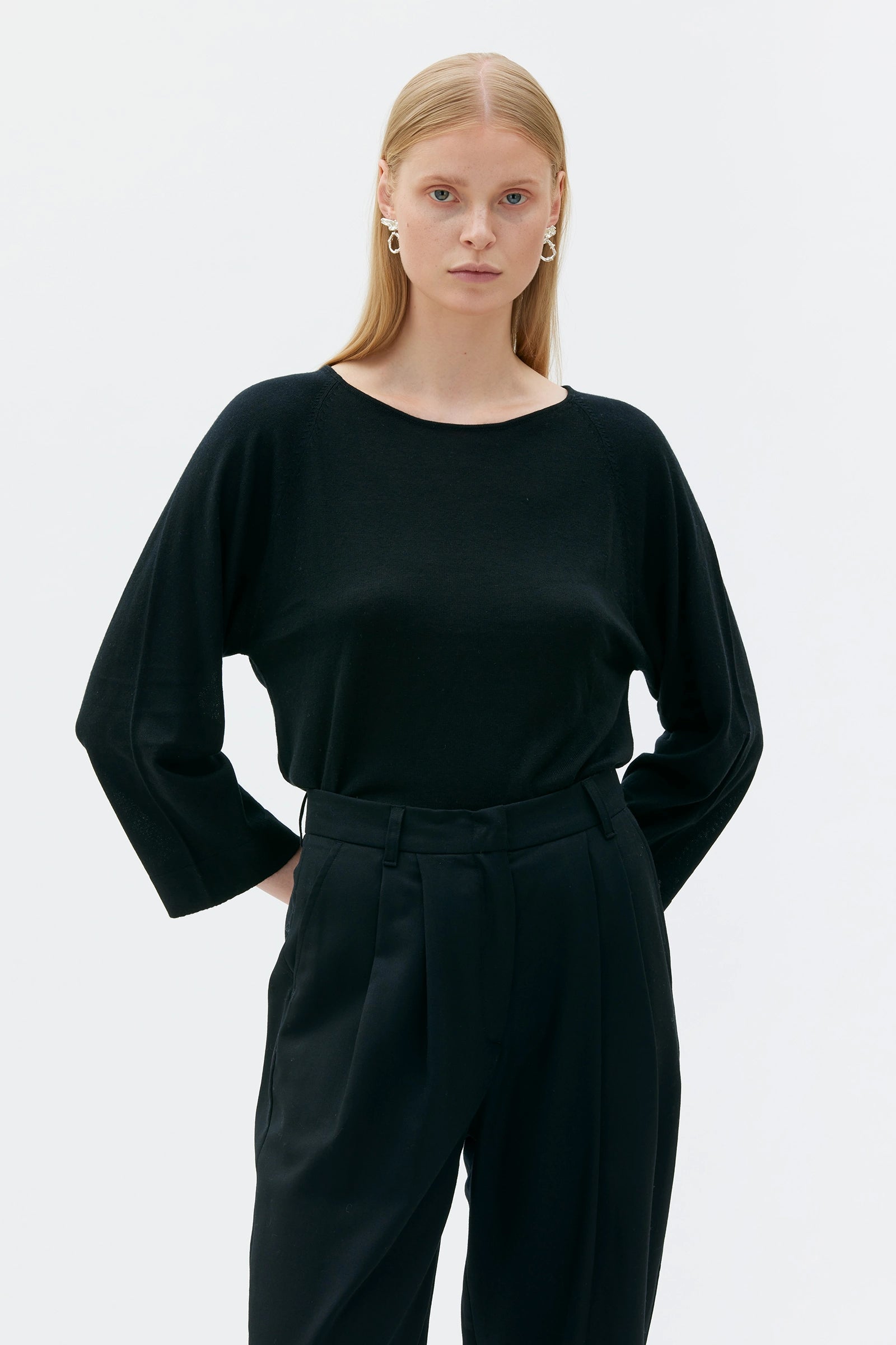 Yvonne Silk Cashmere Top – Black