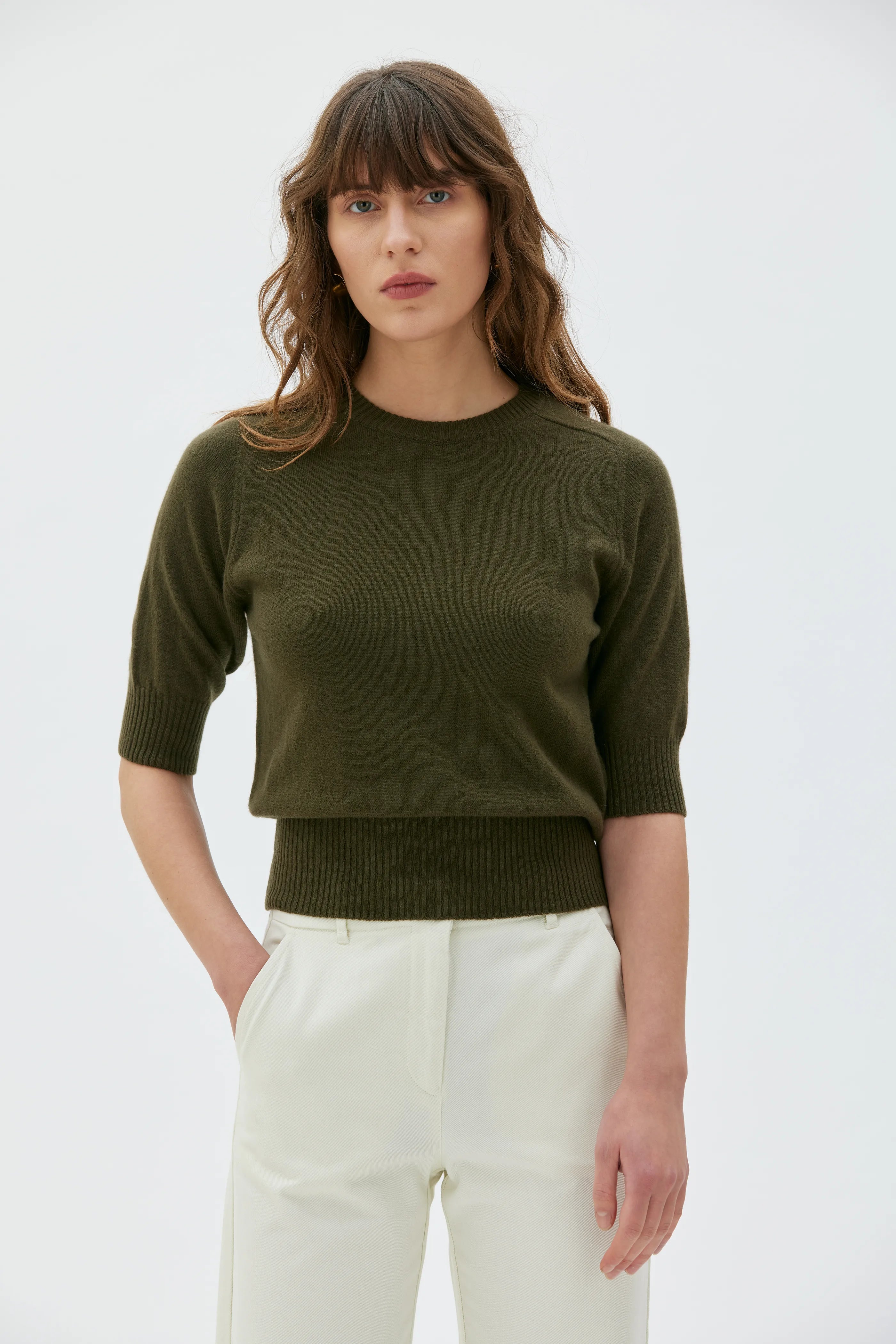 Ada Cashmere T-shirt - Dark Duffle Green