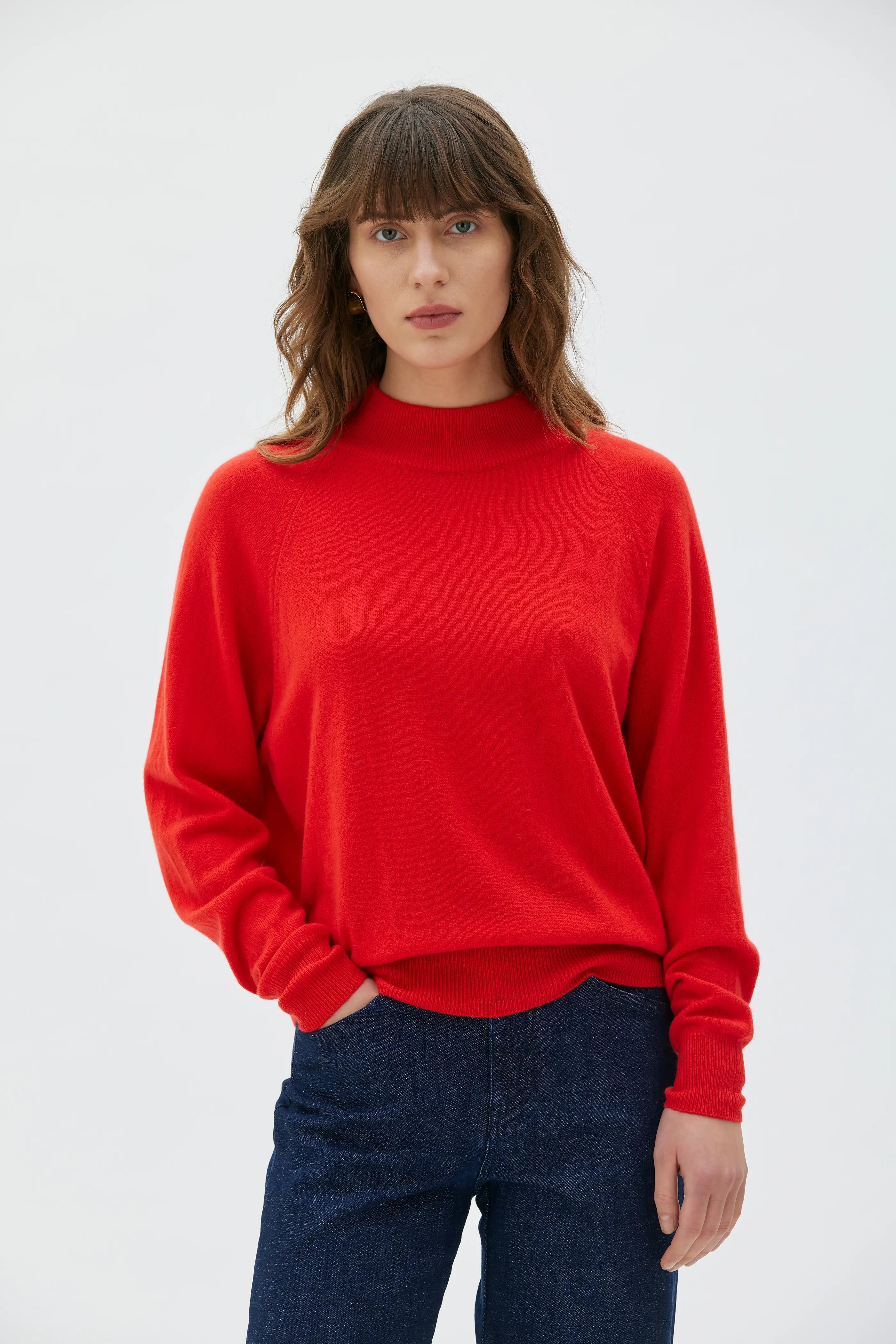 Adila Raglan Cashmere Sweater - Poppy Red