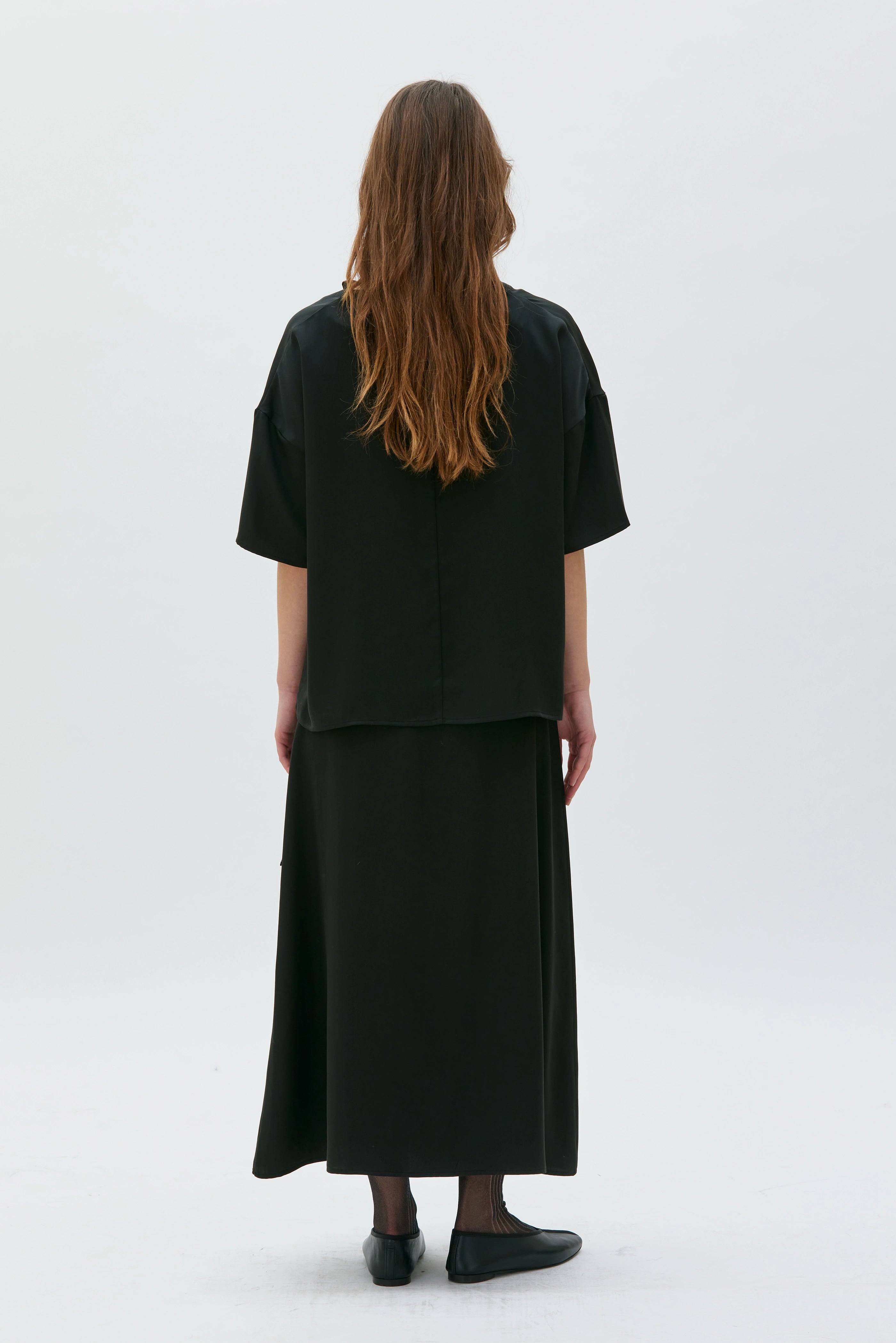 Venla Kjol I Satin Tencel - Black