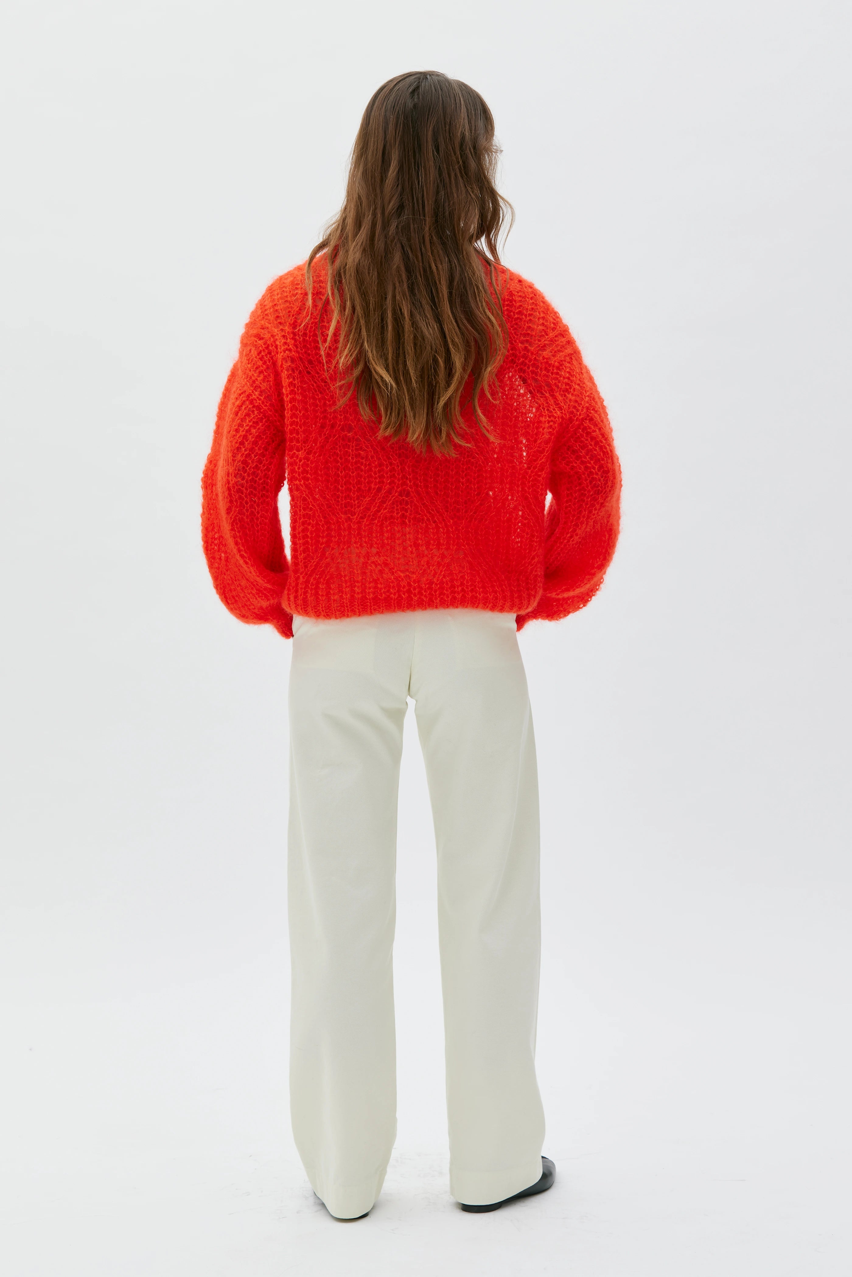 Dove Spetsstickad Tröja I Mohair Och Silke - Poppy Red