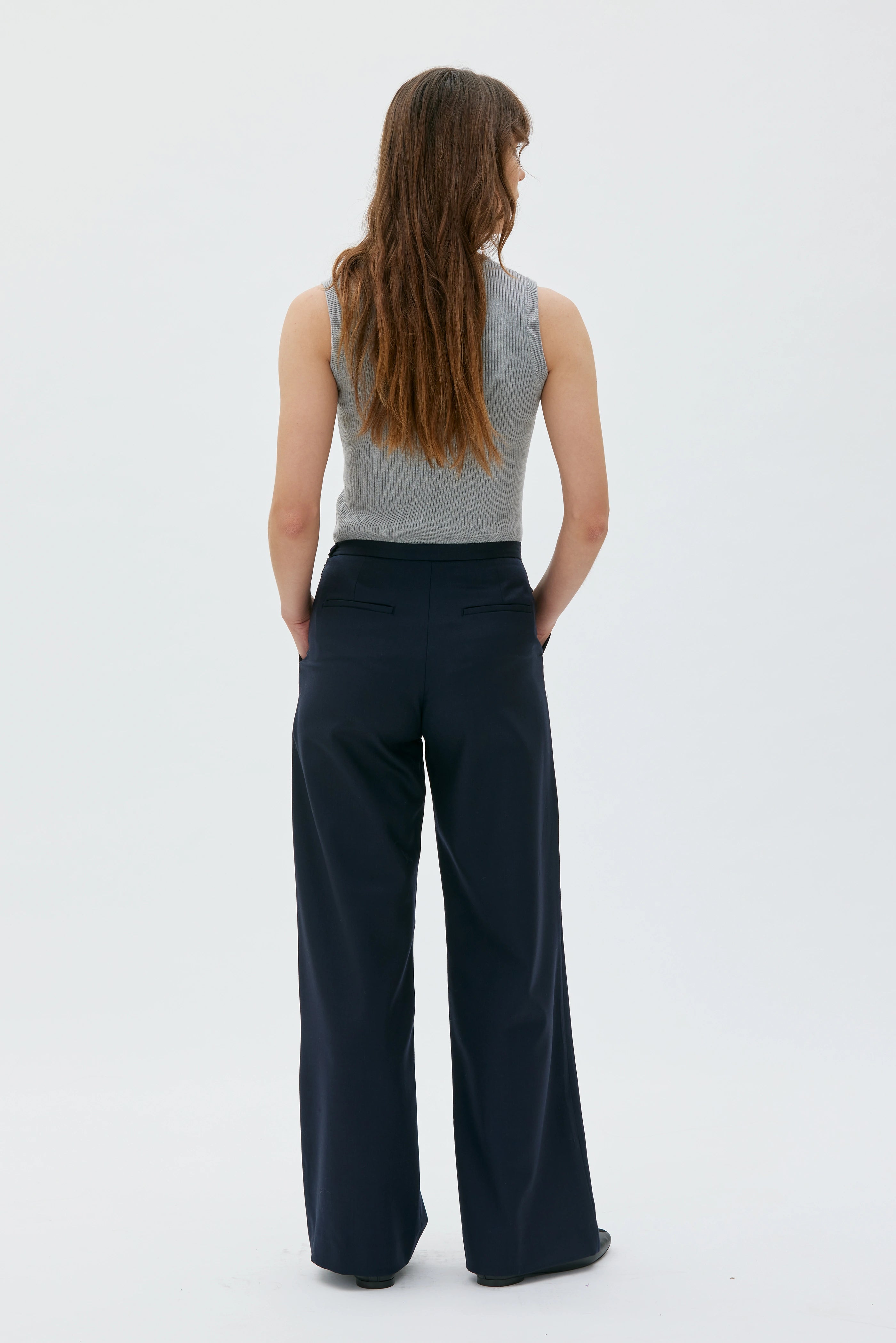 Esha Rak Byxa I Ull - Dark Blue