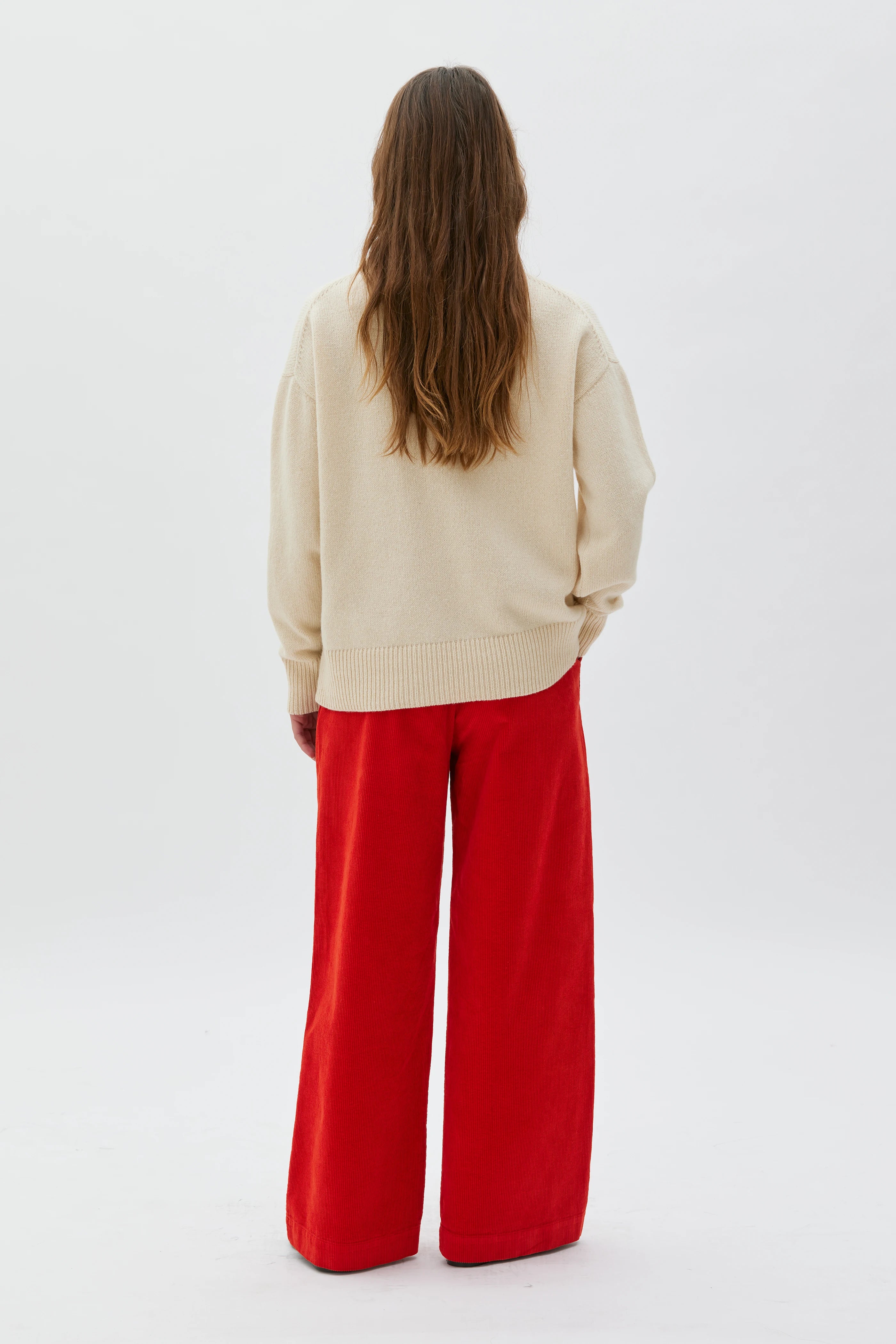 Aya Wide Leg Corduroy Trousers - Poppy Red
