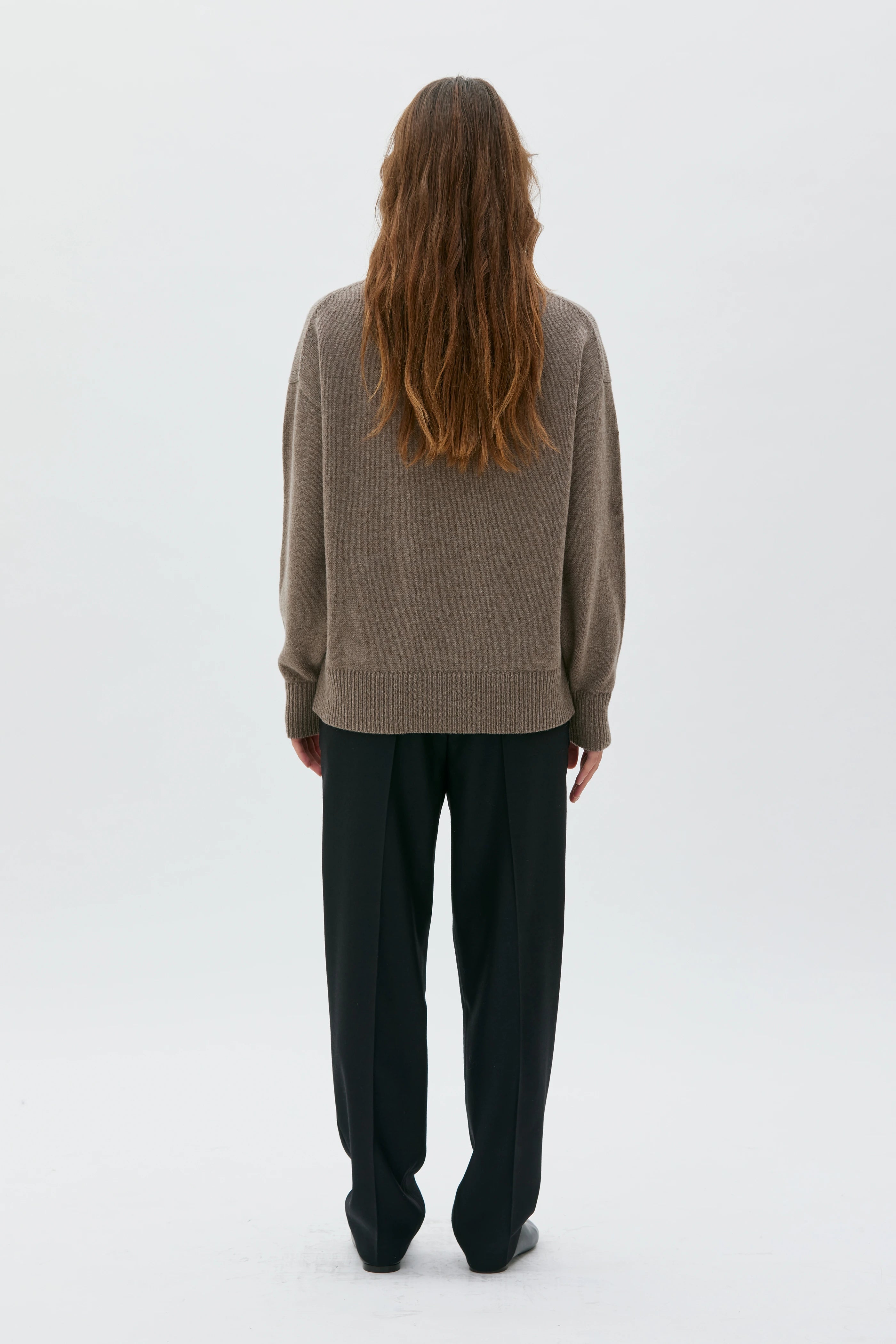 Fanna Long Wool Cashmere Sweater - Taupe Melange
