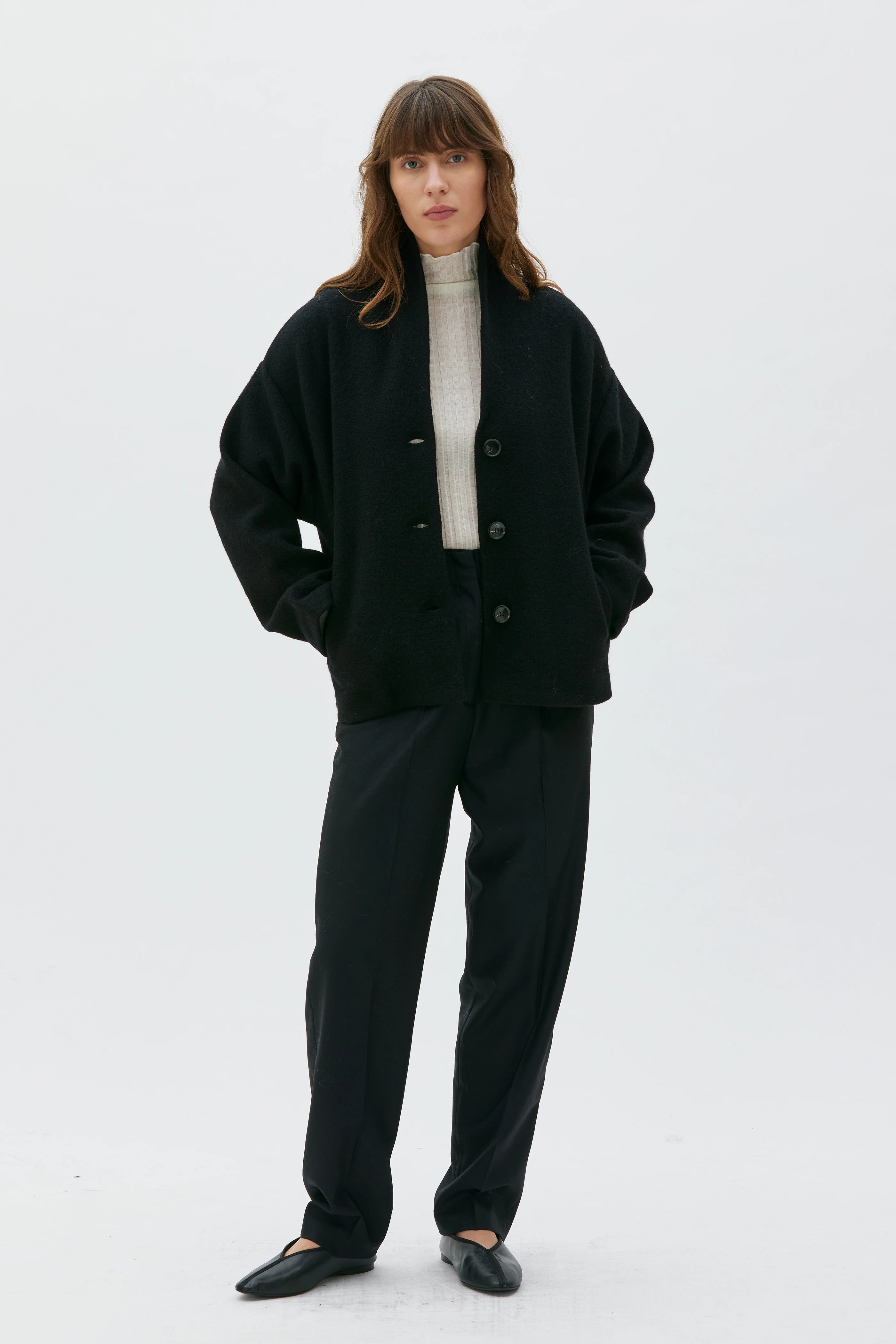 Hale Boiled Wool Jacket – Black
