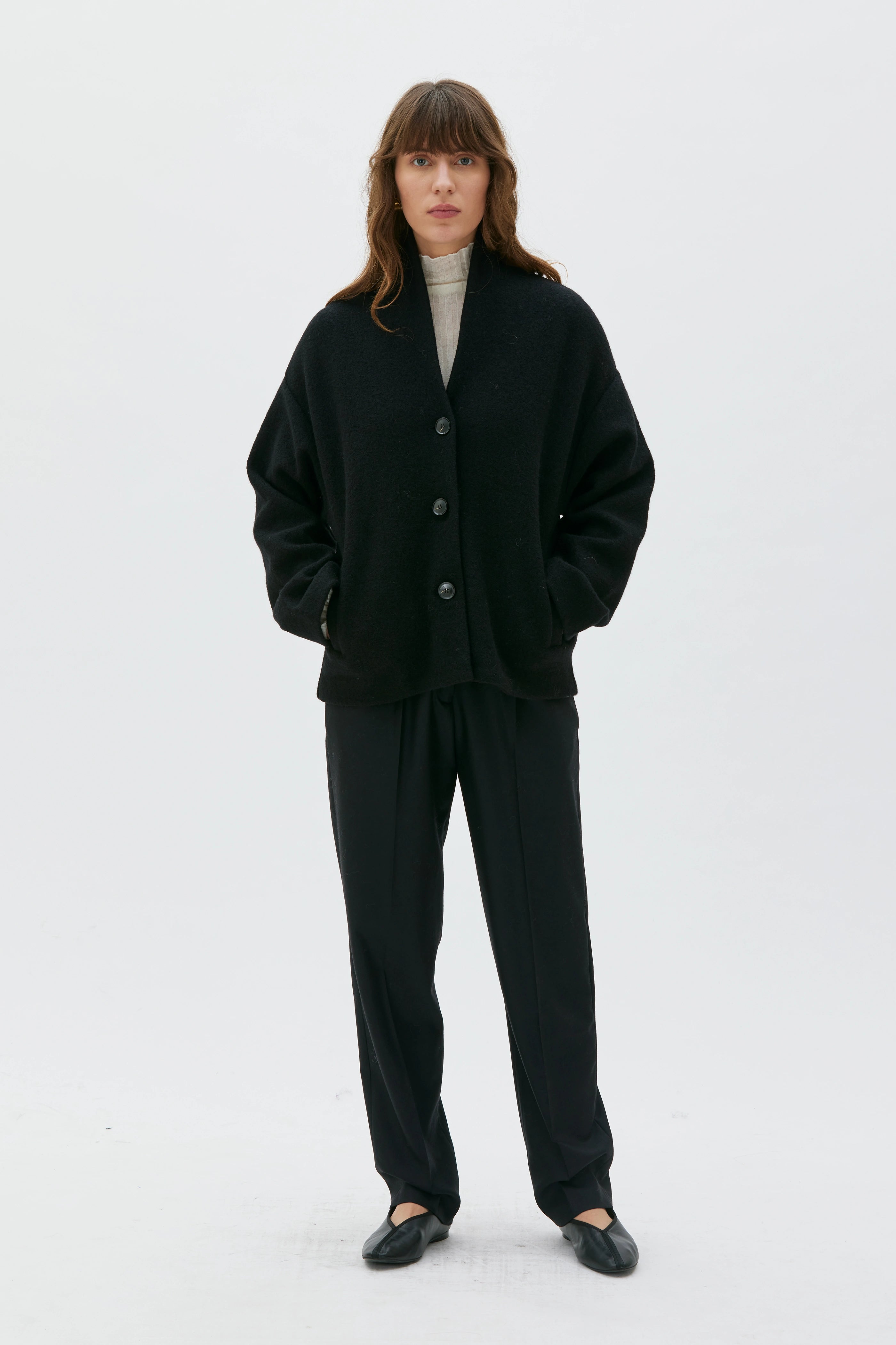 Hale Boiled Wool Jacket – Black