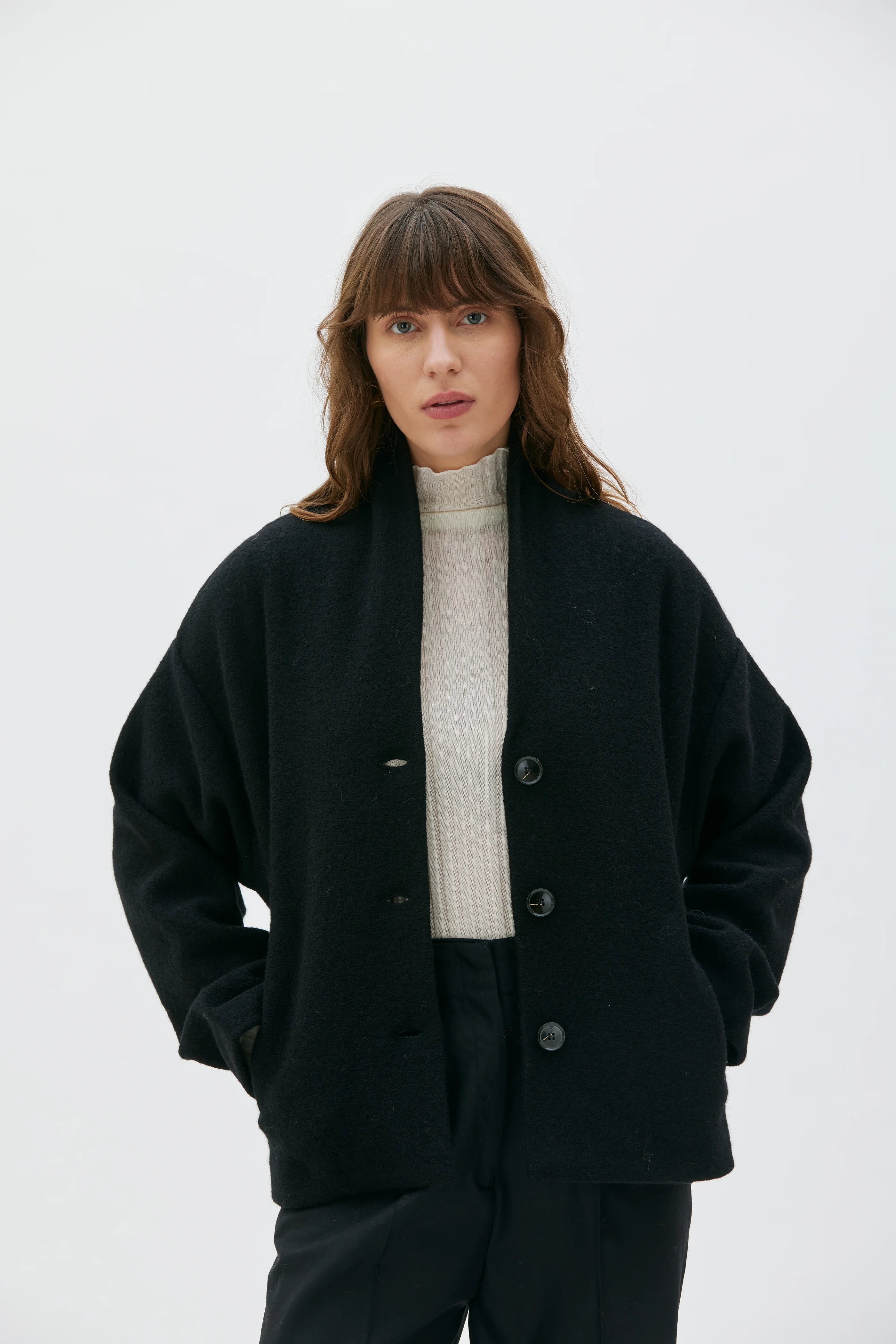 Hale Boiled Wool Jacket – Black