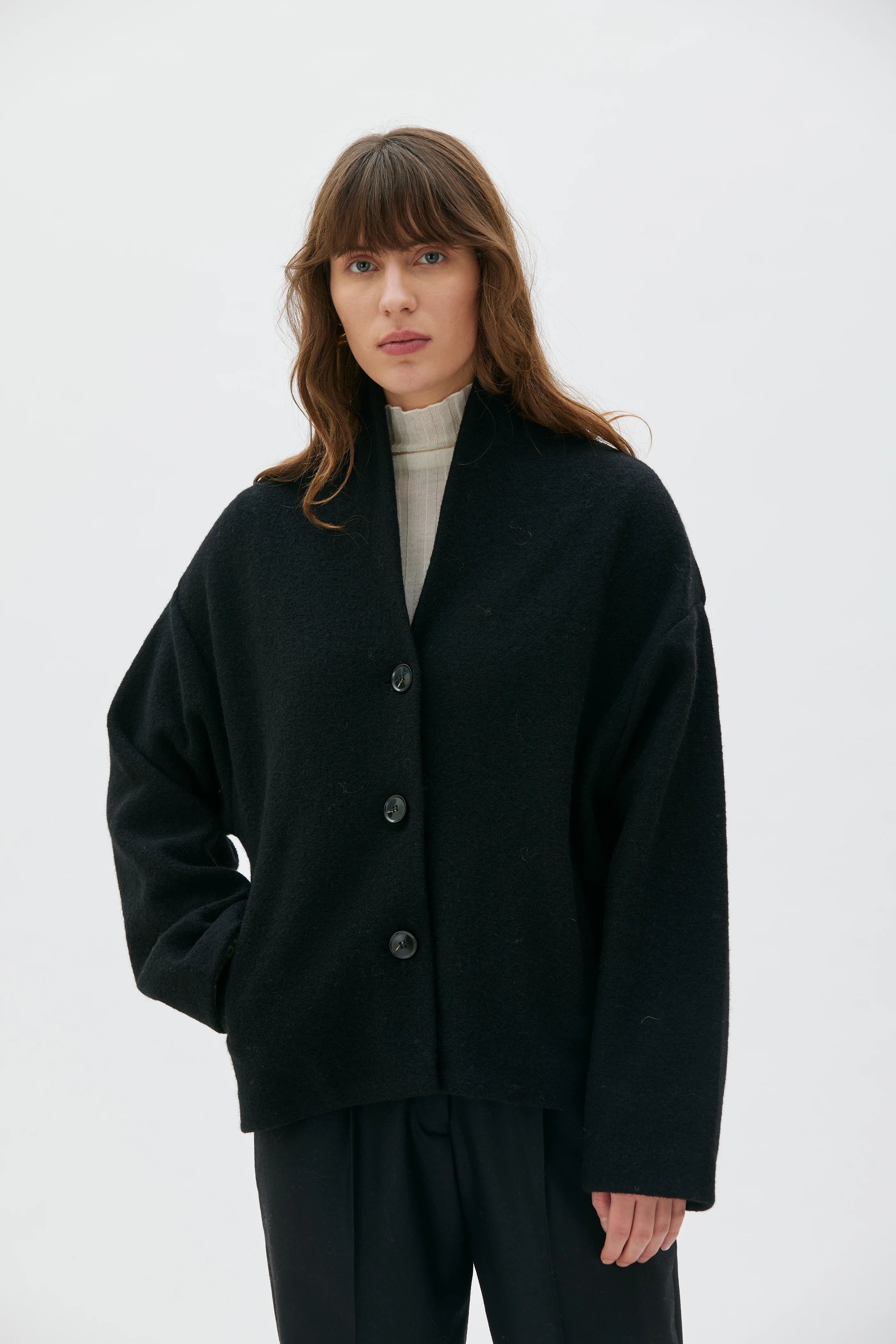 Hale Boiled Wool Jacket – Black