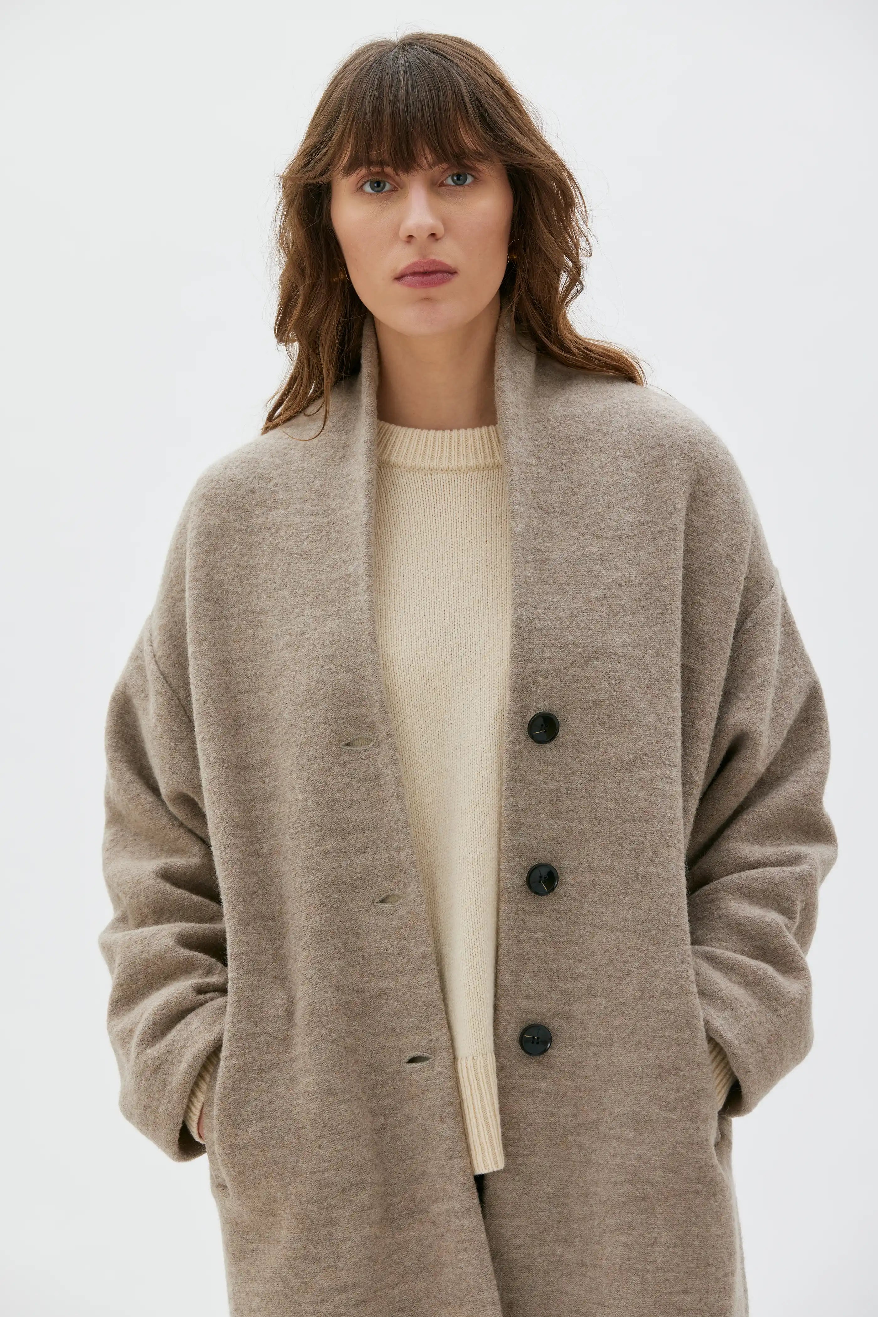 Hope Boiled Wool Coat - Taupe