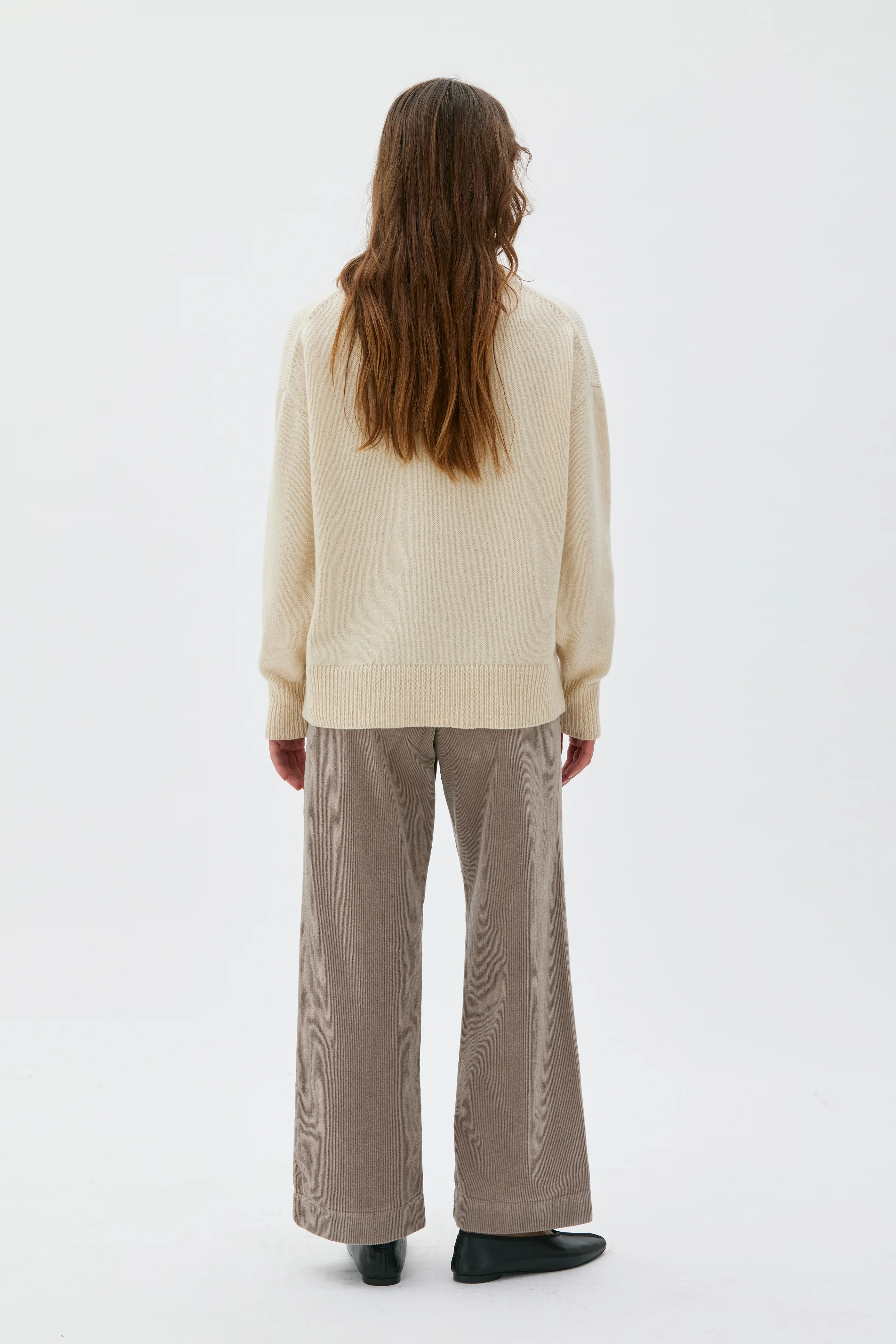 Lail Cropped Corduroy Trousers - Taupe Melange