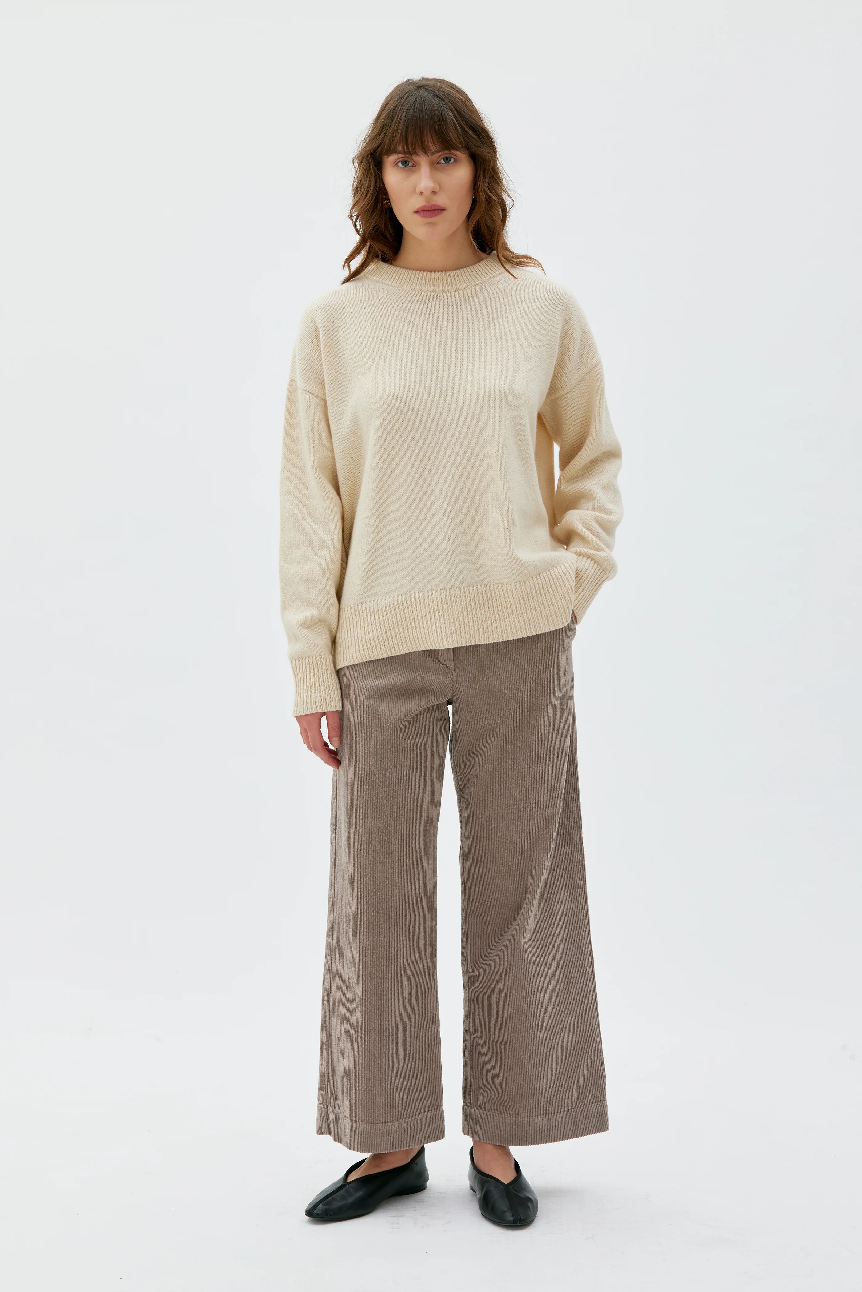 Lail Cropped Corduroy Trousers - Taupe Melange