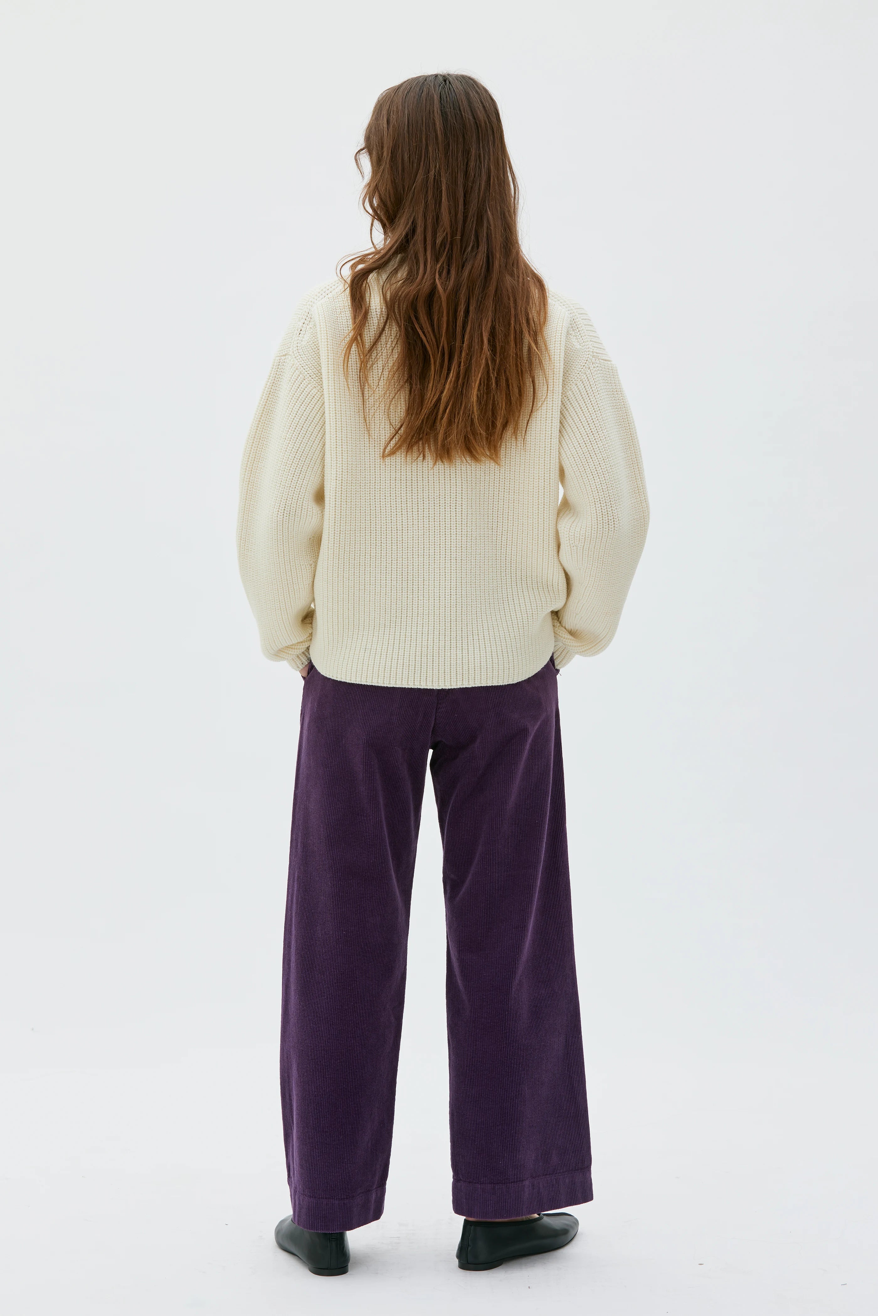 Lail Cropped Corduroy Trousers - Elderberry