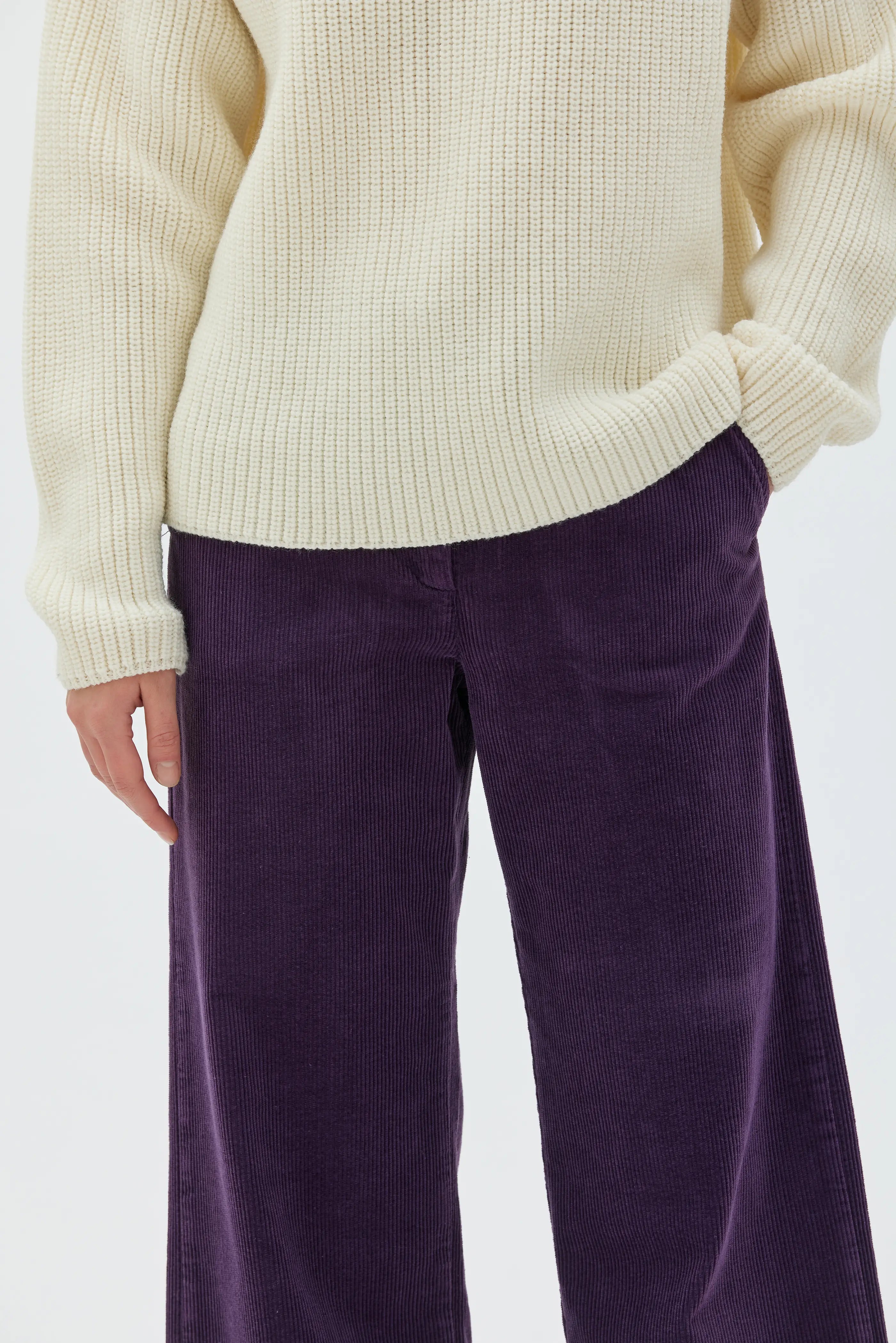 Lail Cropped Corduroy Trousers - Elderberry