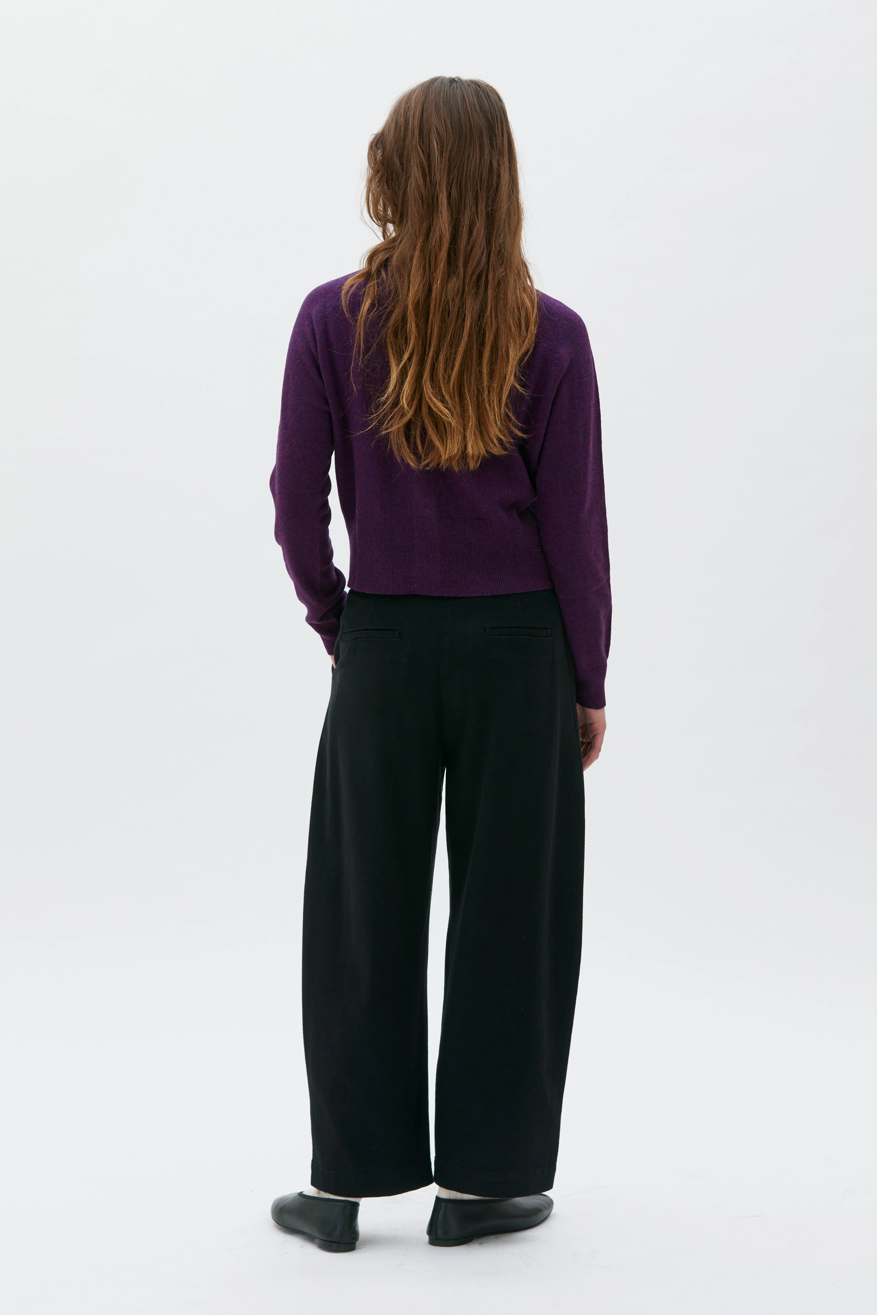 Malou Fine Knitted Crewneck Cardigan - Grape Melange