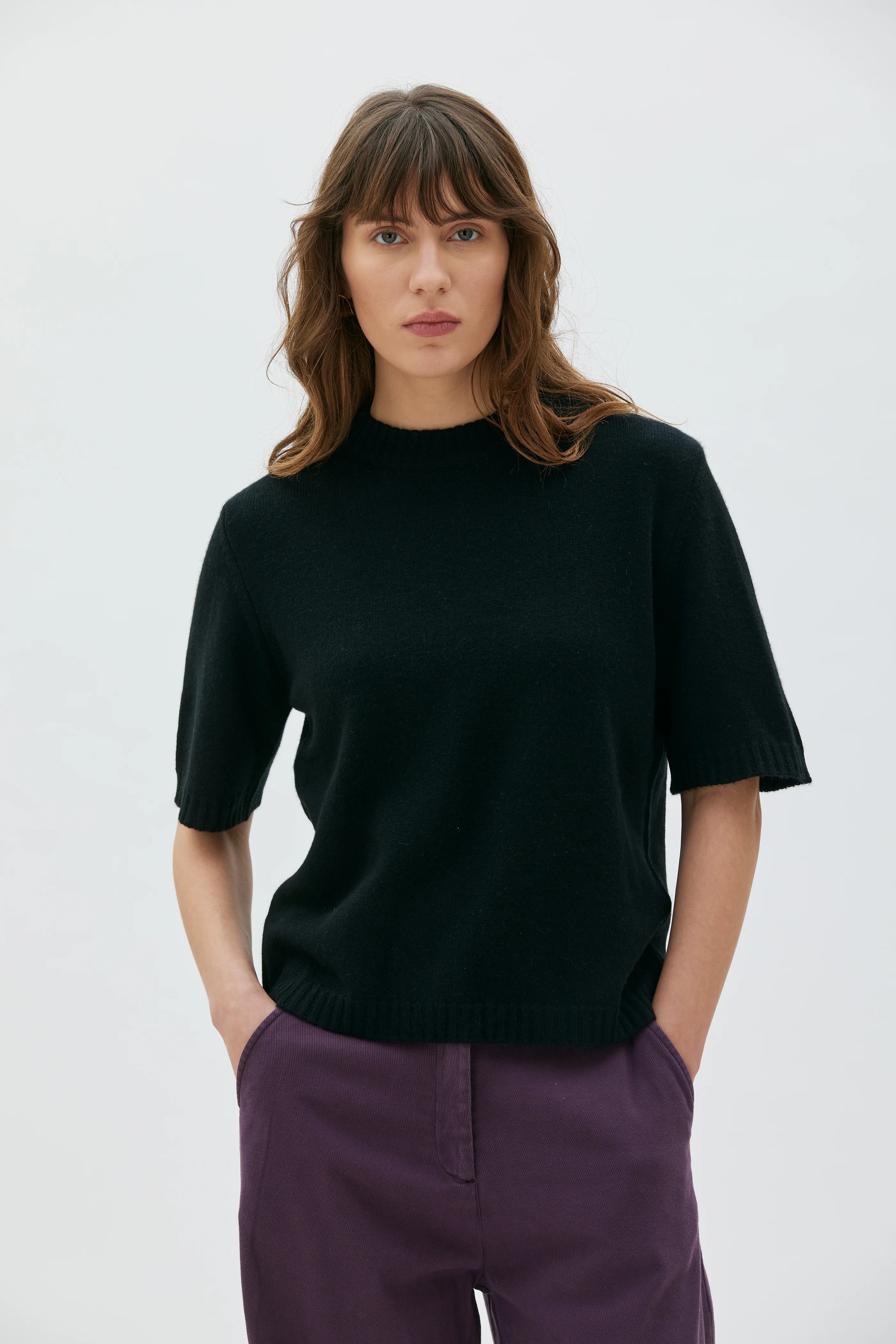 Orina Kortärmad Topp I Kashmir - Black