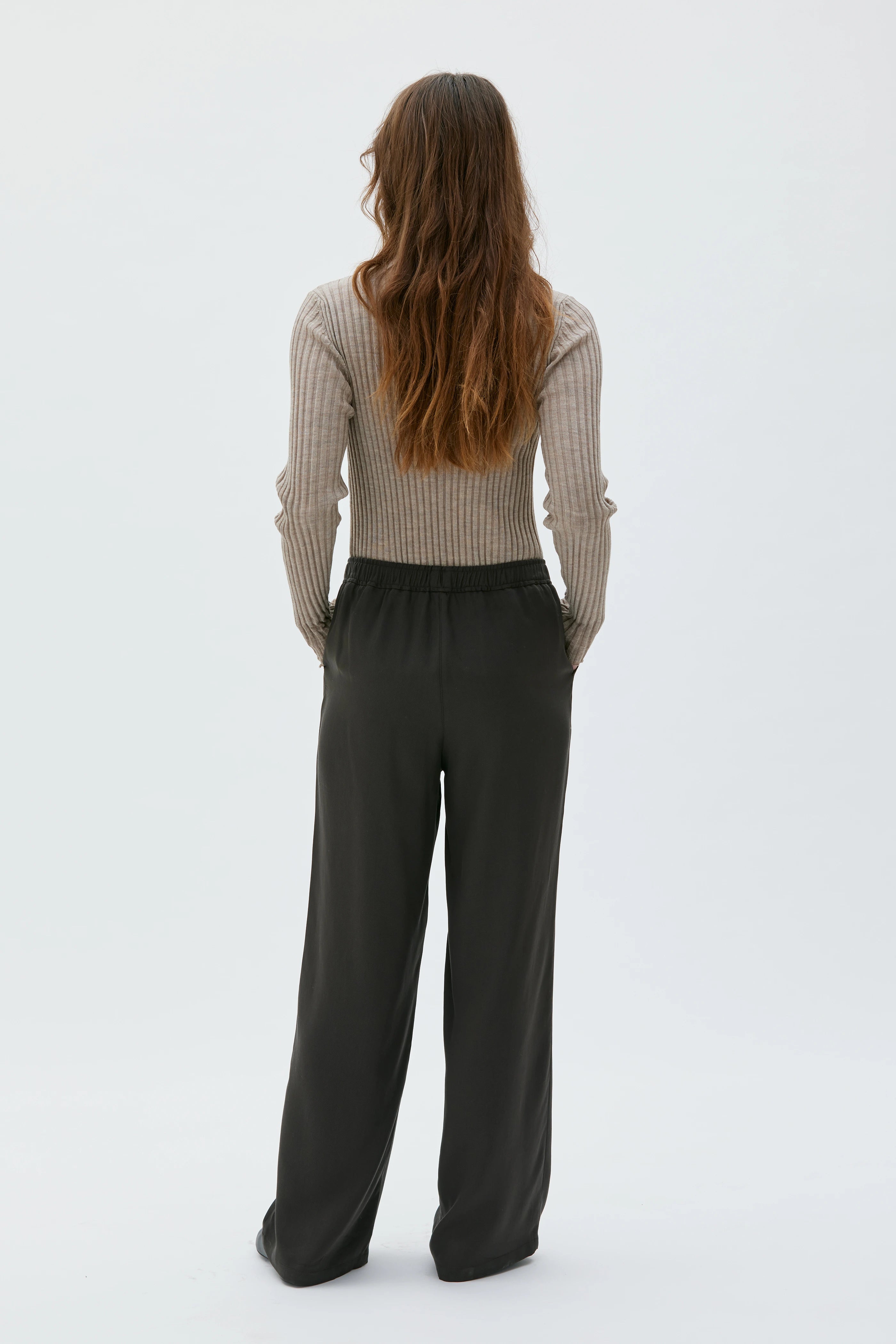 Valli Long Tencel Twill Trousers - Shiitake Brown