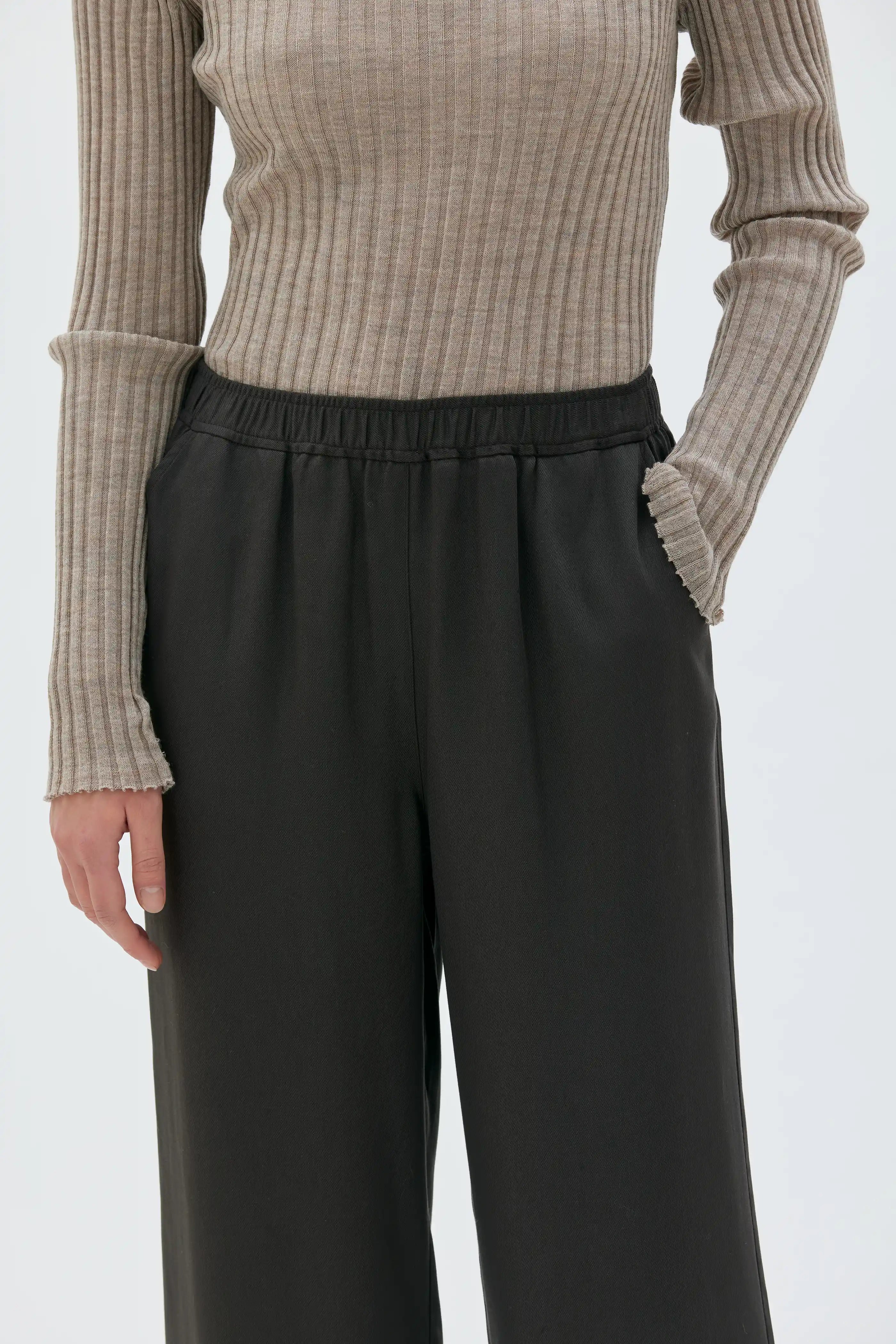 Valli Long Tencel Twill Trousers - Shiitake Brown